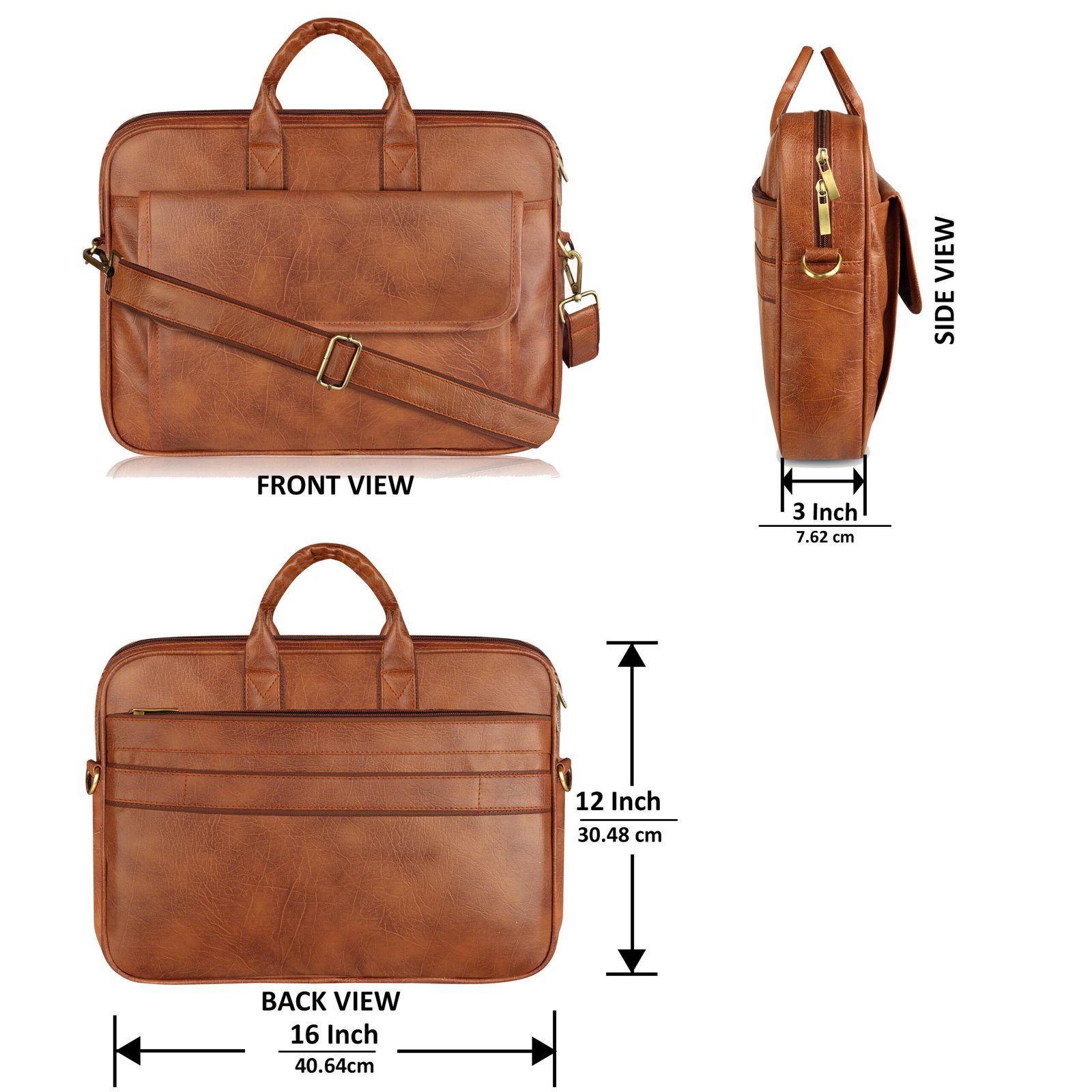 Matte Tan Color Faux Leather 9.44L Messenger Bag BG111