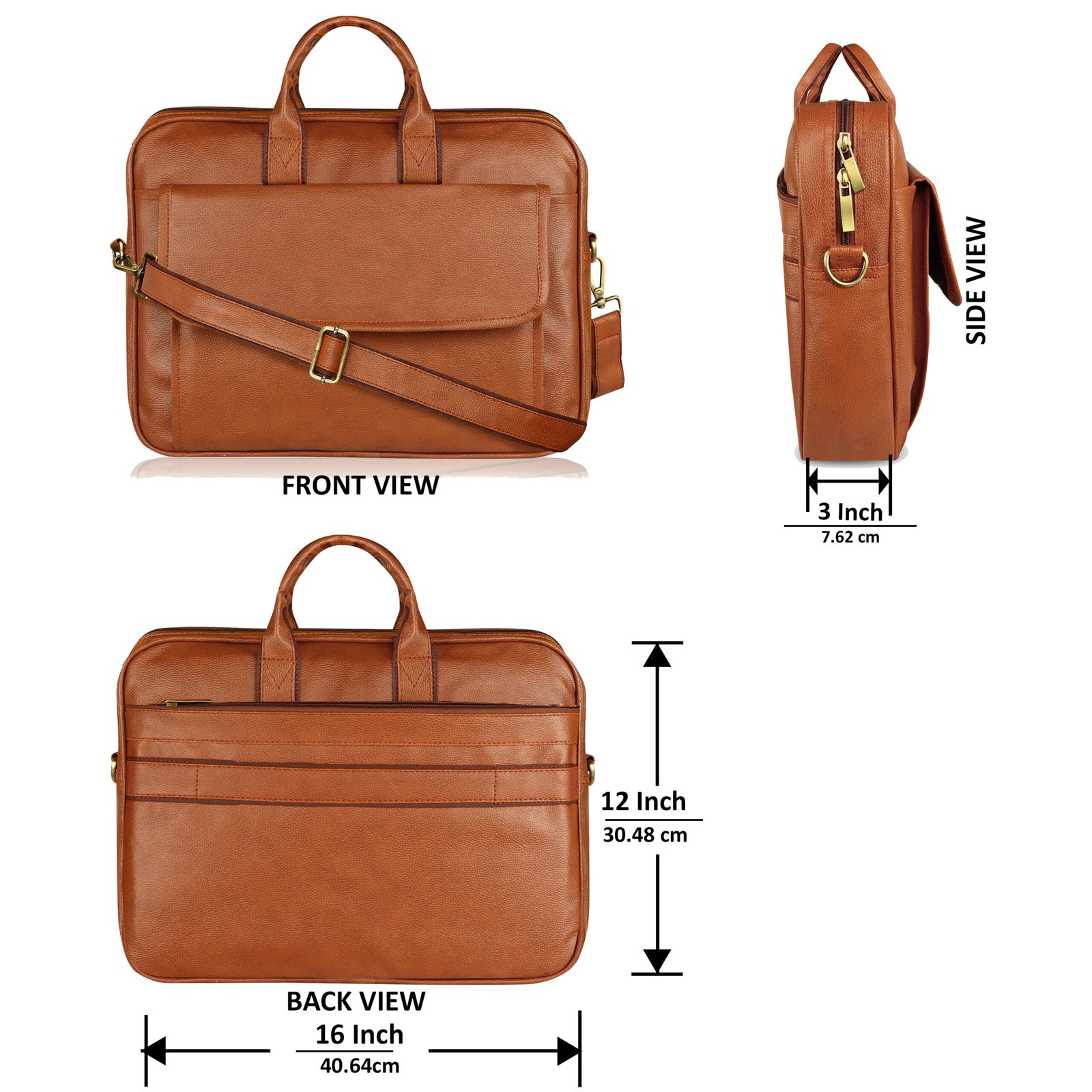 Glossy Tan Color Faux Leather 9.44L Messenger Bag BG112