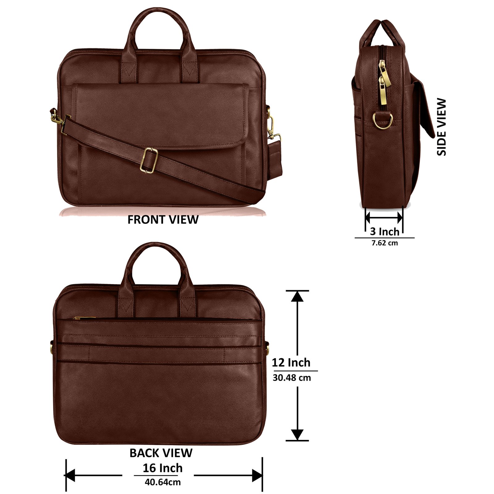 Glossy Brown Color Faux Leather 9.44L Messenger Bag BG113