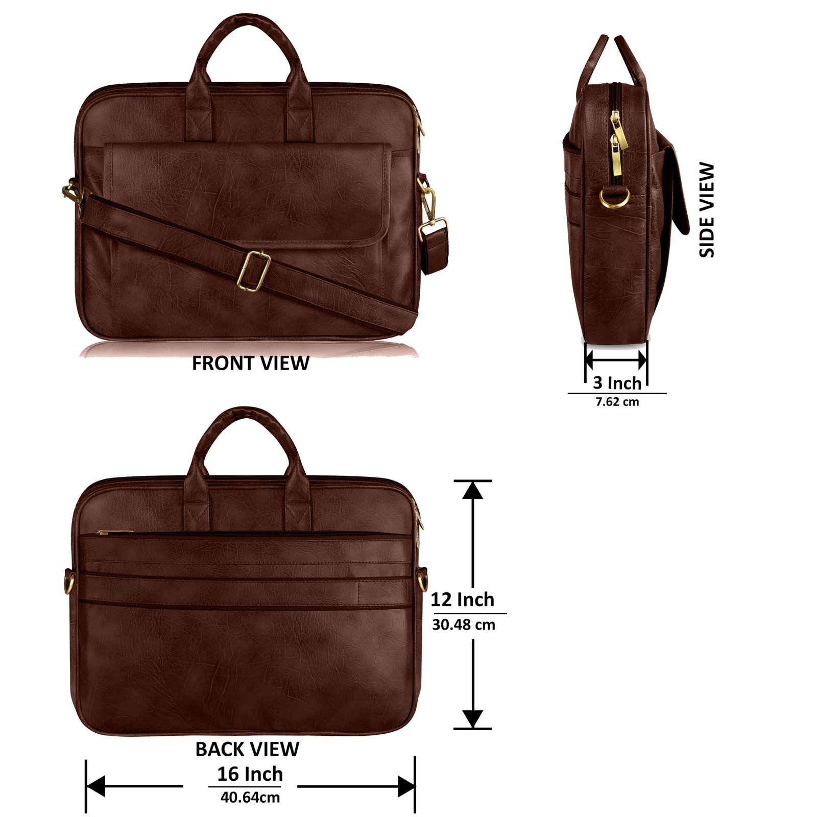 Matte Brown Color Faux Leather 9.44L Messenger Bag BG115