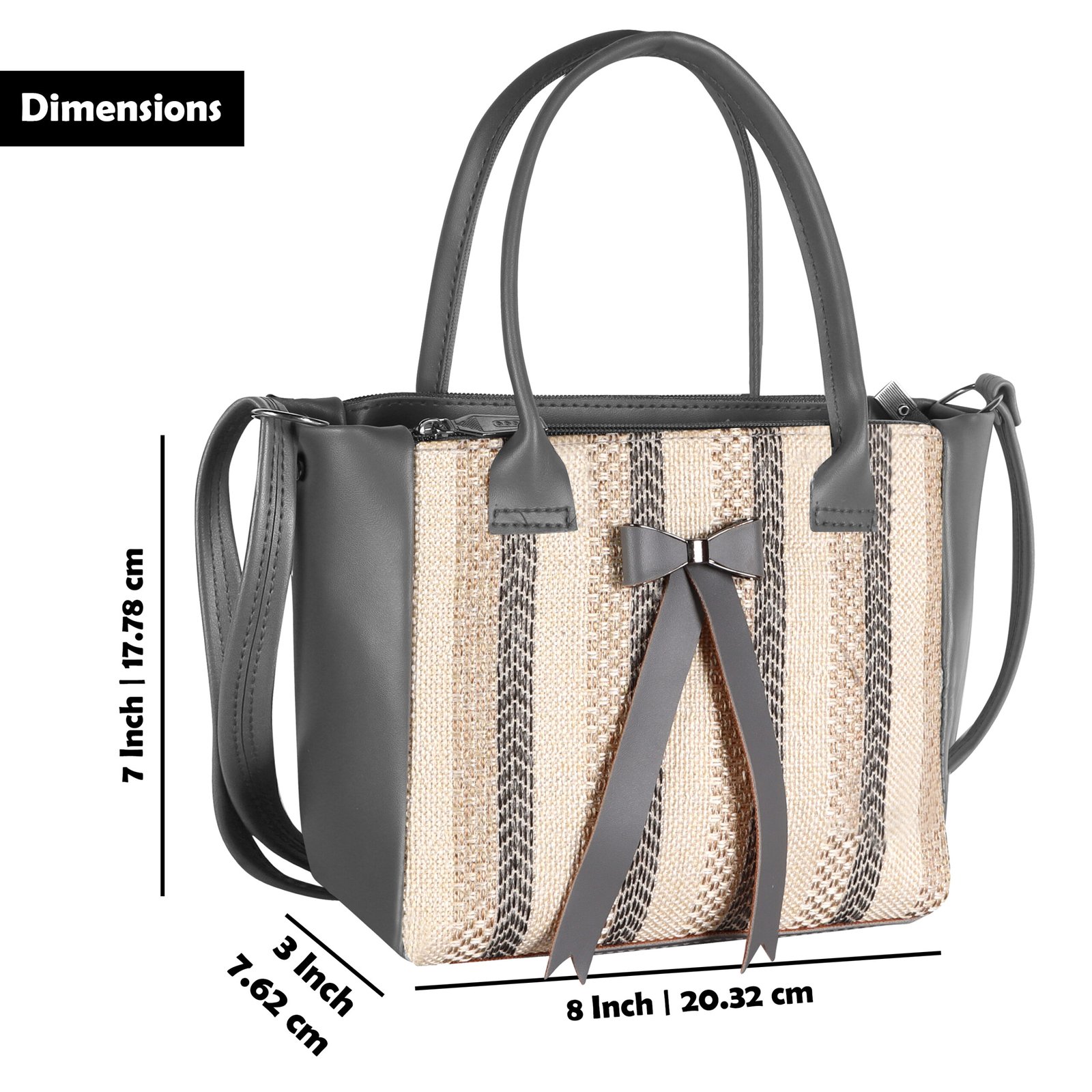 Grey Glamorous Faux Leather Handbag HB24