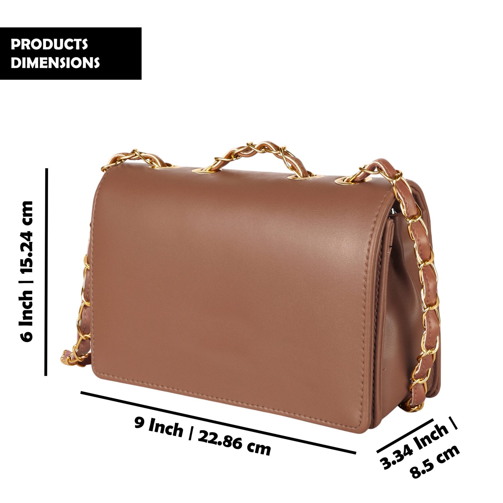 Brown Designer Faux Leather Handbag HB46