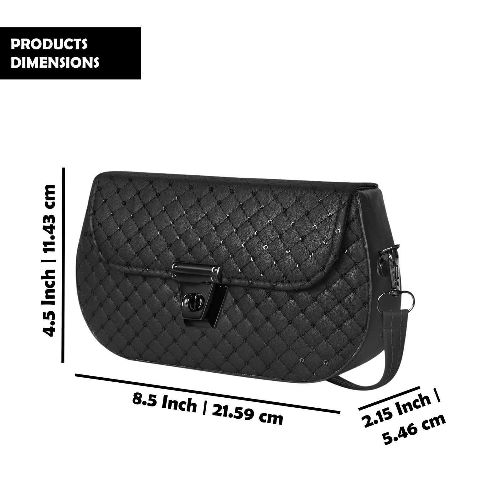 Black Designer Faux Leather Handbag HB52