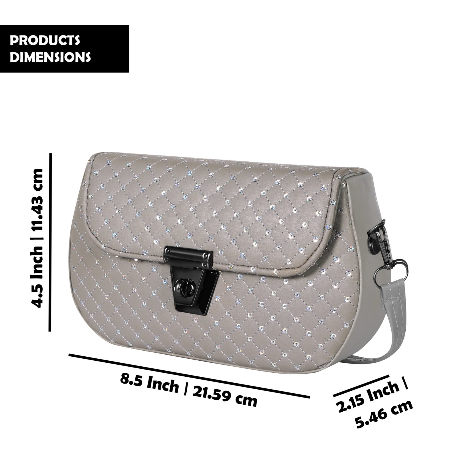 Grey Designer Faux Leather Handbag HB54