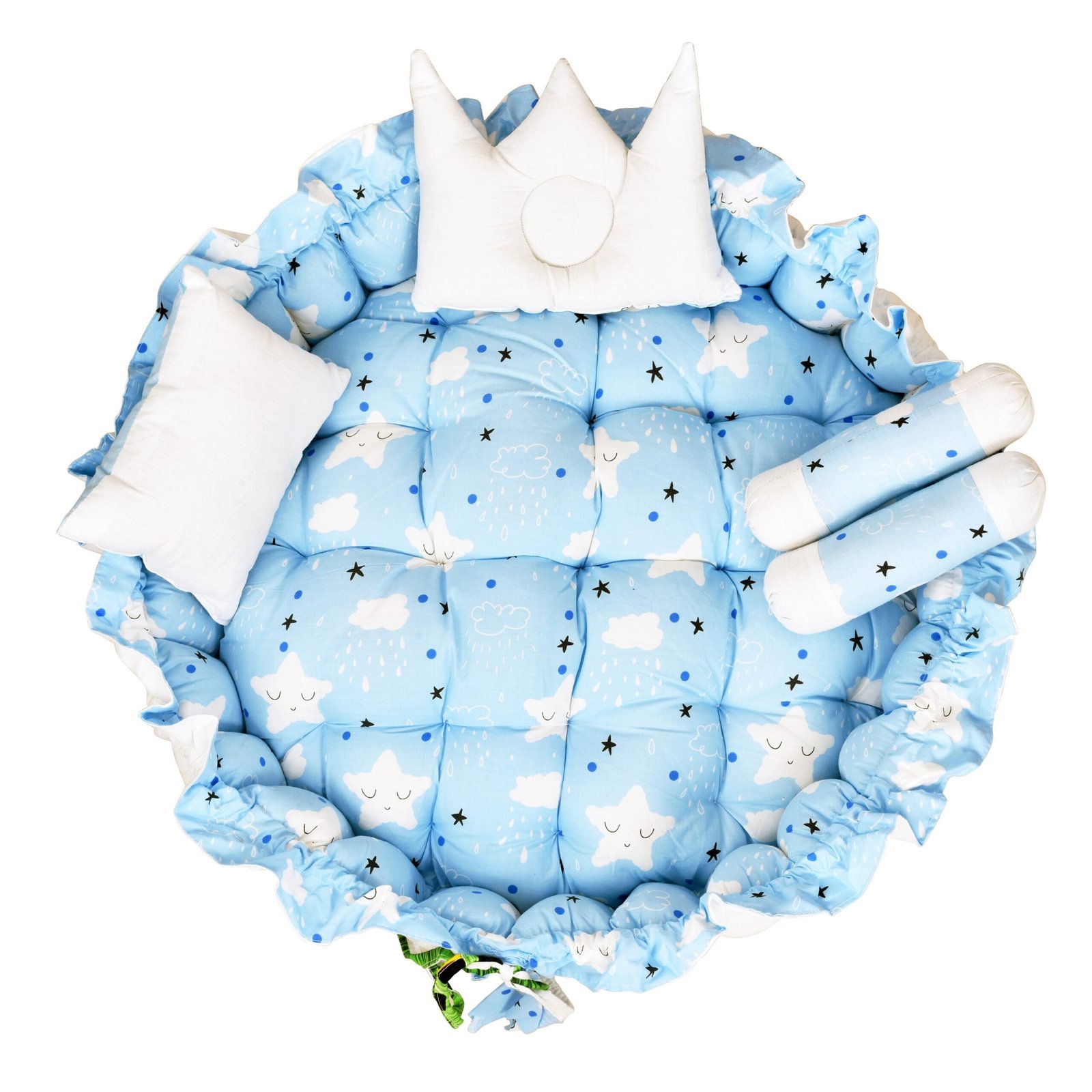 Multicolor 4 Pillows & Round shape Cotton Baby Bed BB09