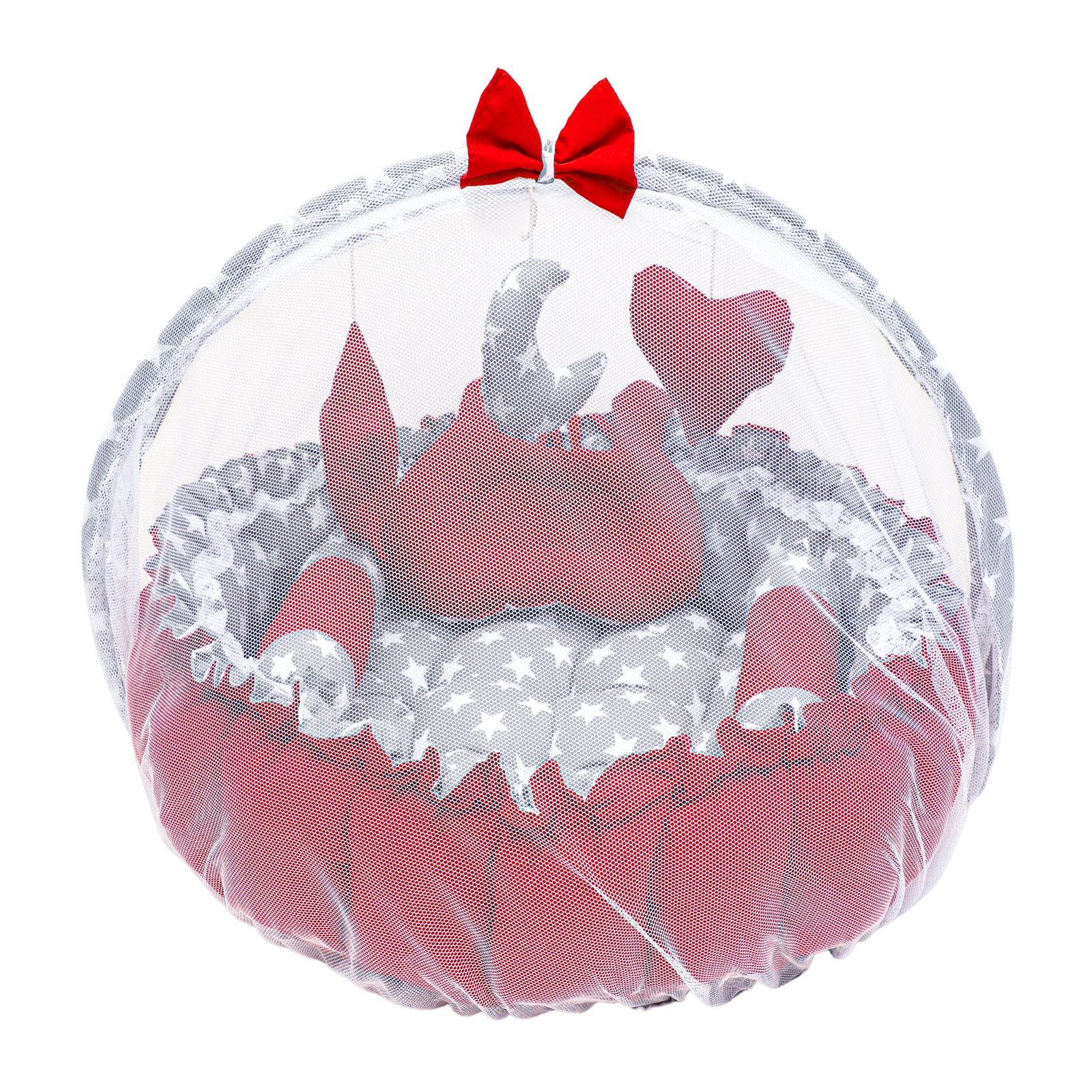 Multicolor 3 Pillow with Mosquito Protection Net & Round Shape Cotton Baby Bed BB19