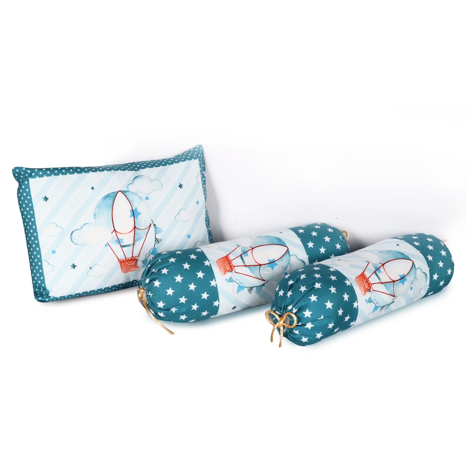 Grey 3 Pillows & Rectangle shape Balloons Theme Cotton Baby Bed BB110