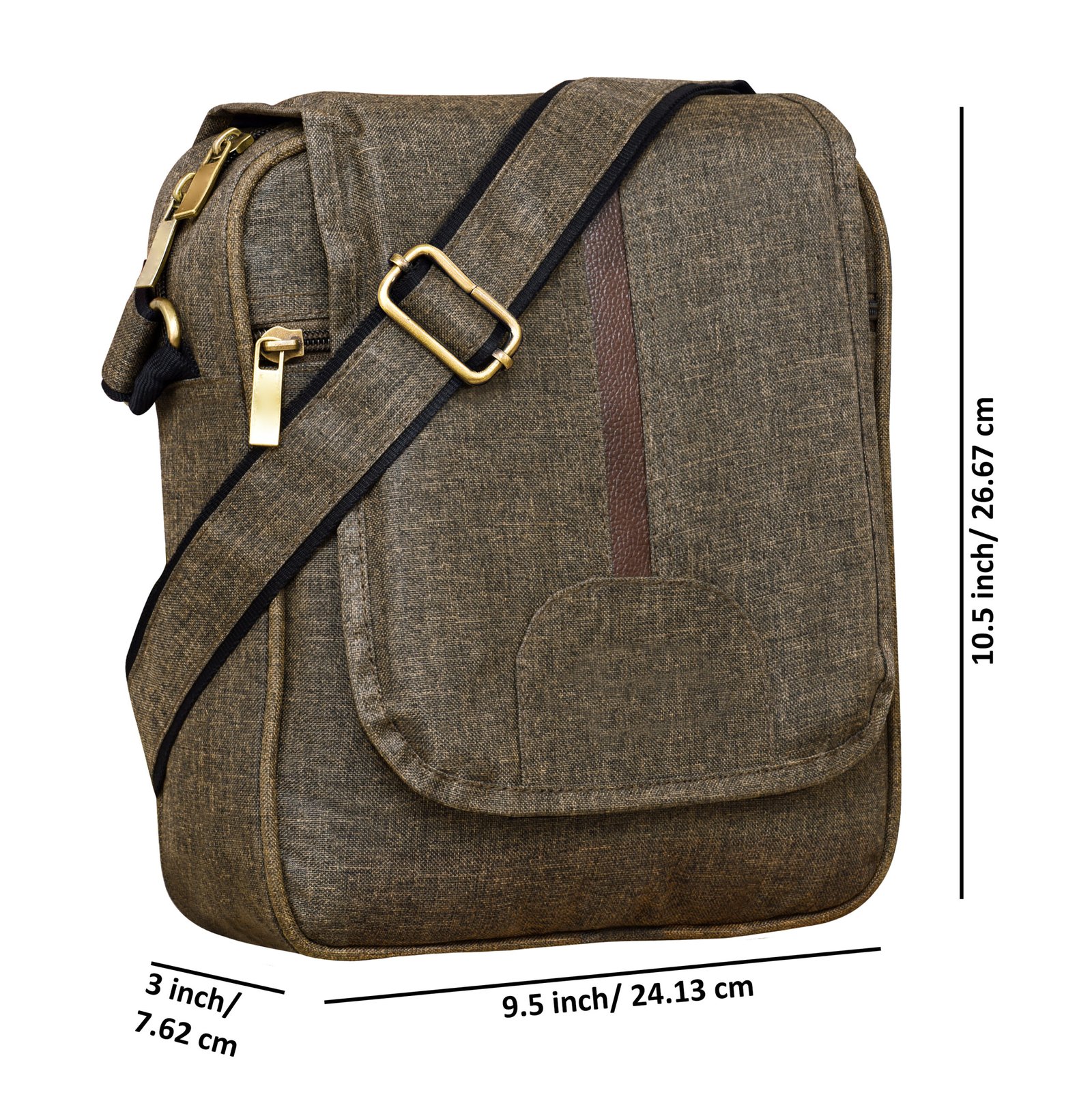 Khaki Stylish Linen Textured Cross Body Sling Bag SL08