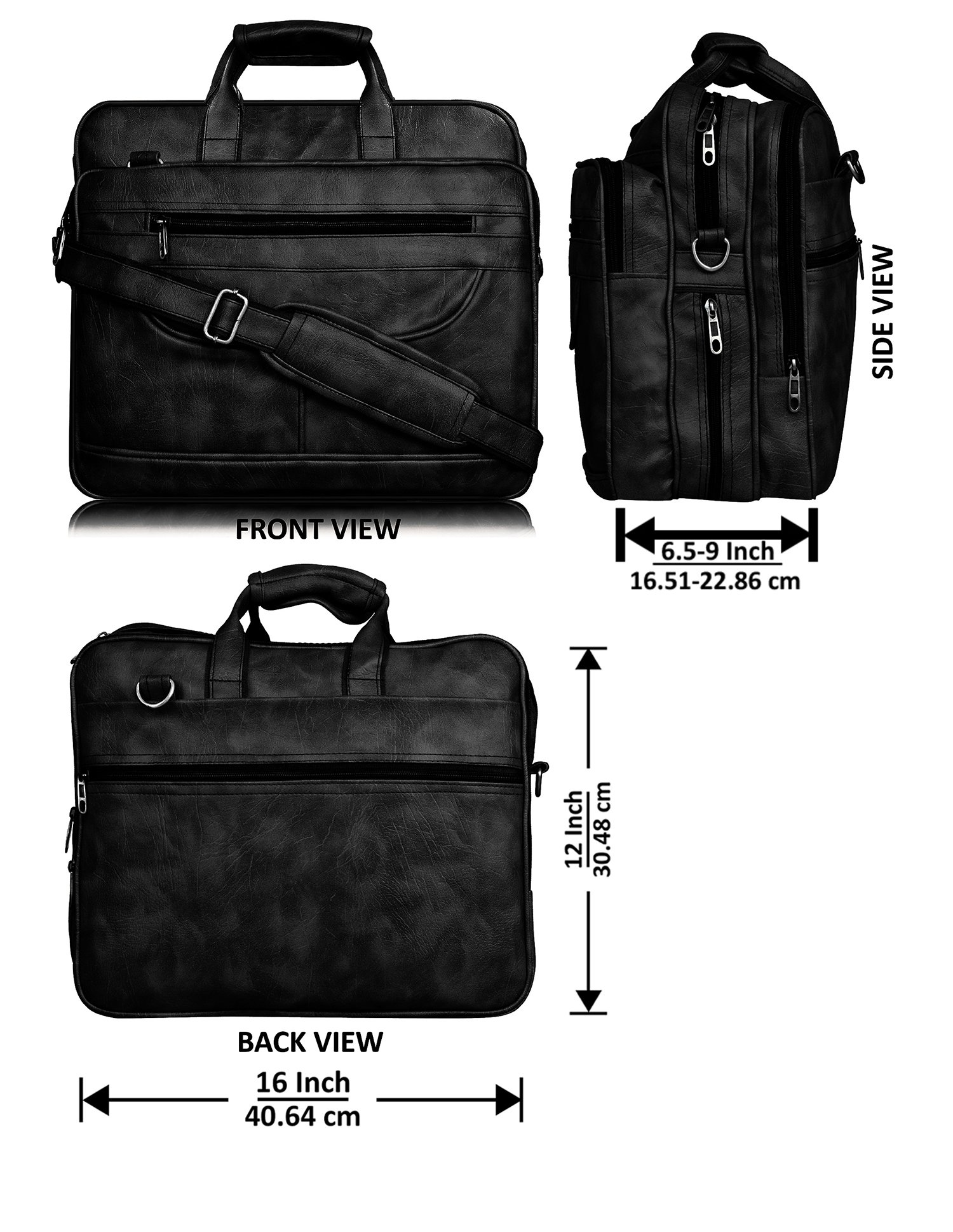 Black Color Faux Leather 28L Messenger Bag BG22