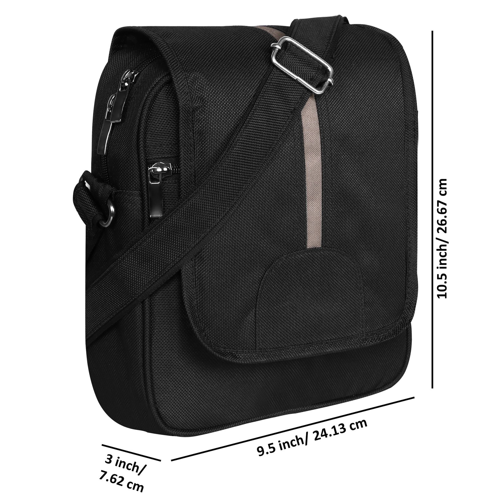 Black Stylish PVC Coated Matty Fabric Cross Body Sling Bag SL09