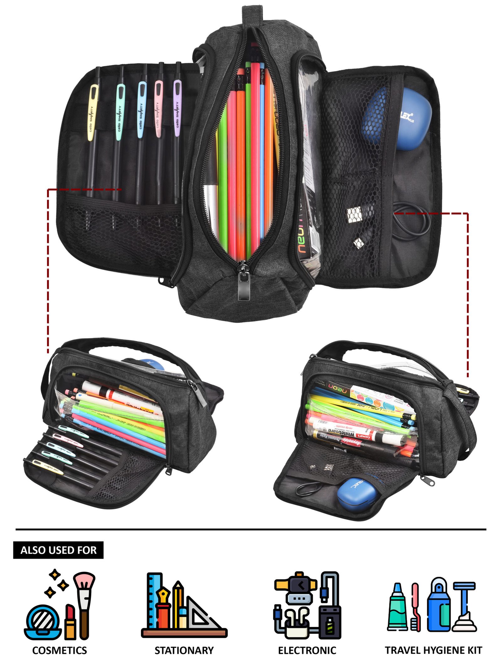 Grey Linen PVC Material Large Stationary Organizer OG10