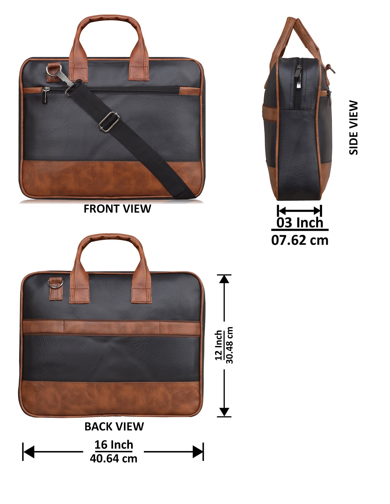 Black & Tan Color Faux Leather 10L Messenger Bag BG32