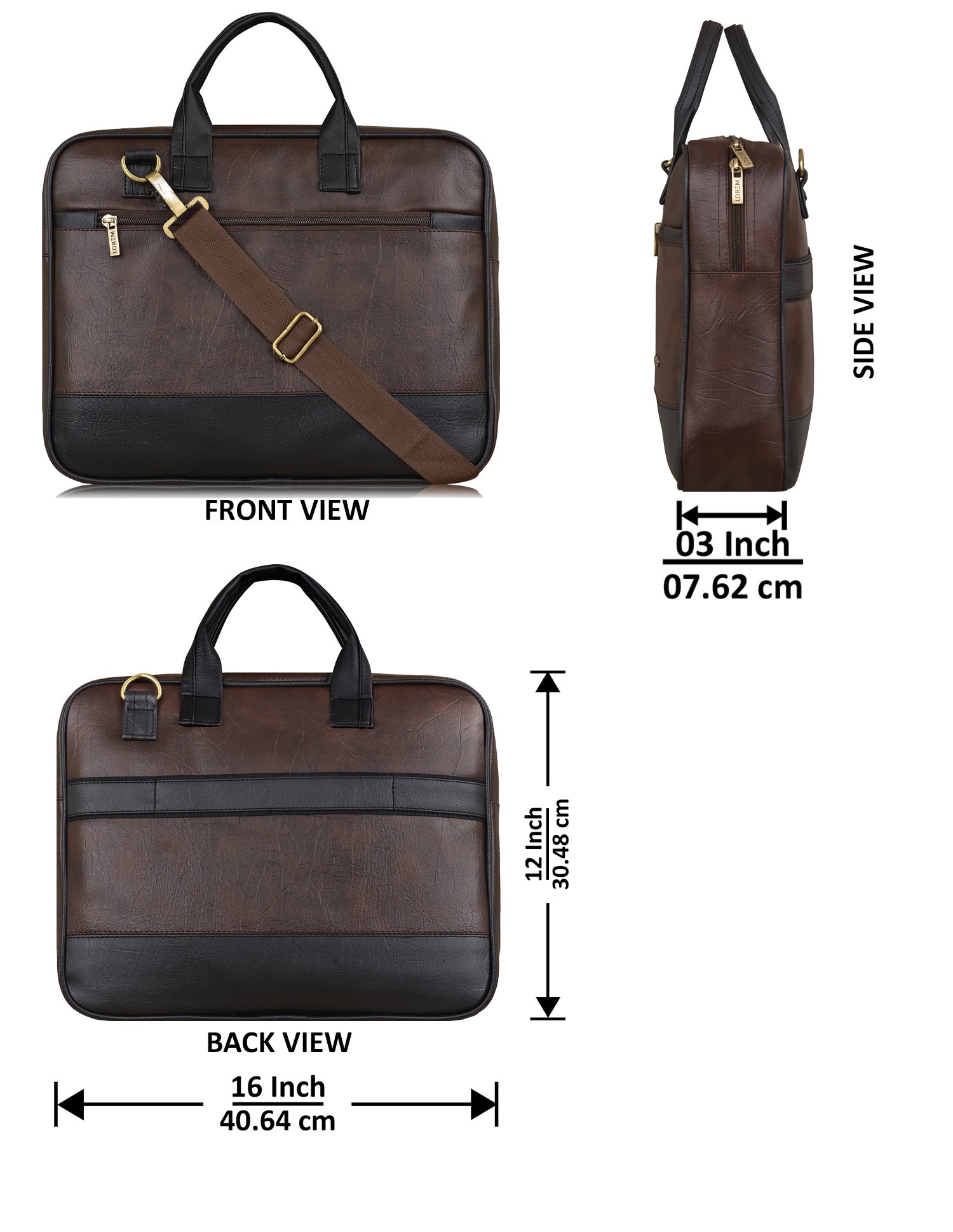 Brown & Black Color Faux Leather 10L Messenger Bag BG33