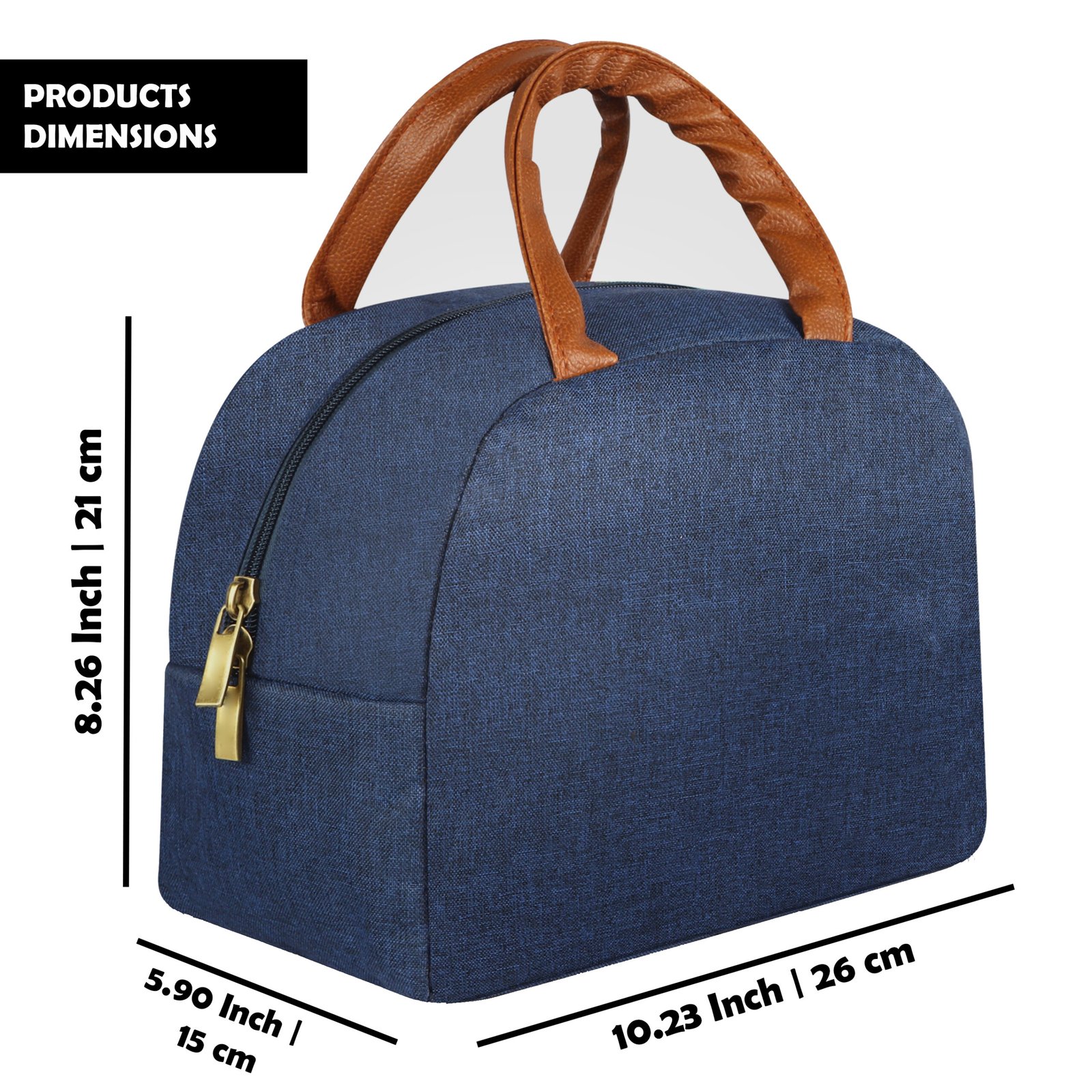 Blue Linen Textured Insulated Tiffin bag/Lunch Bag For Men & Women TB19