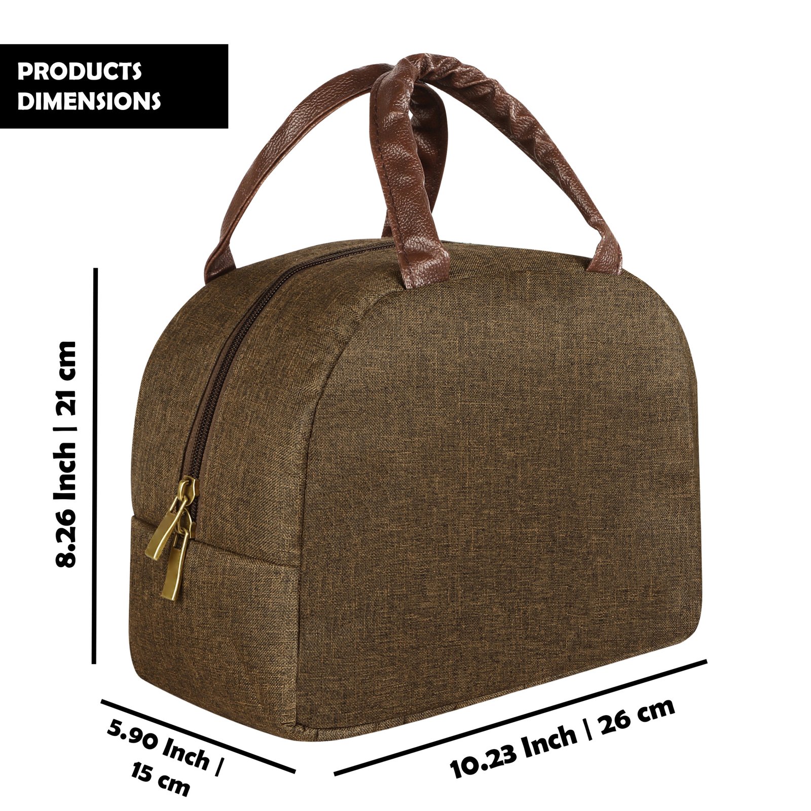 Khaki Linen Textured Insulated Tiffin bag/Lunch Bag For Men & Women TB21