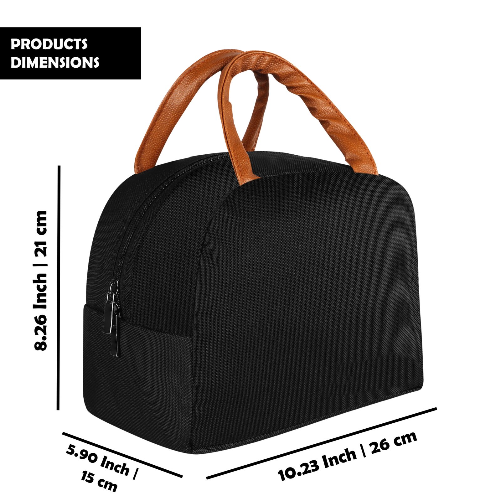 Black PVC Coated Matty Insulated Tiffin bag/Lunch Bag For Men & Women TB22