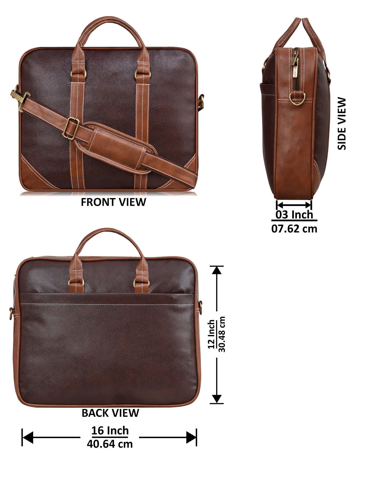 Brown & Tan Color Faux Leather 10L Messenger Bag BG42