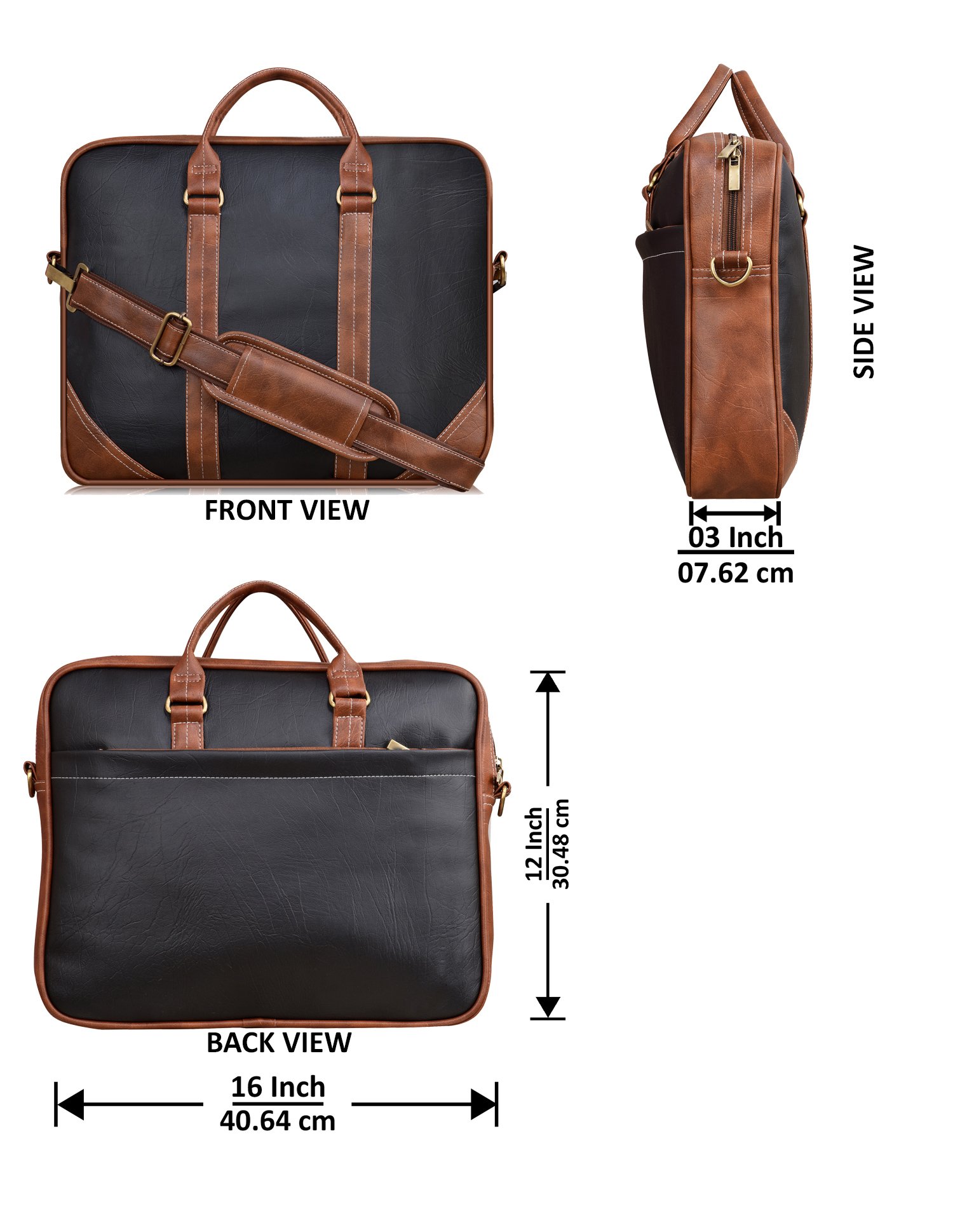 Black & Tan Color Faux Leather 10L Messenger Bag BG43