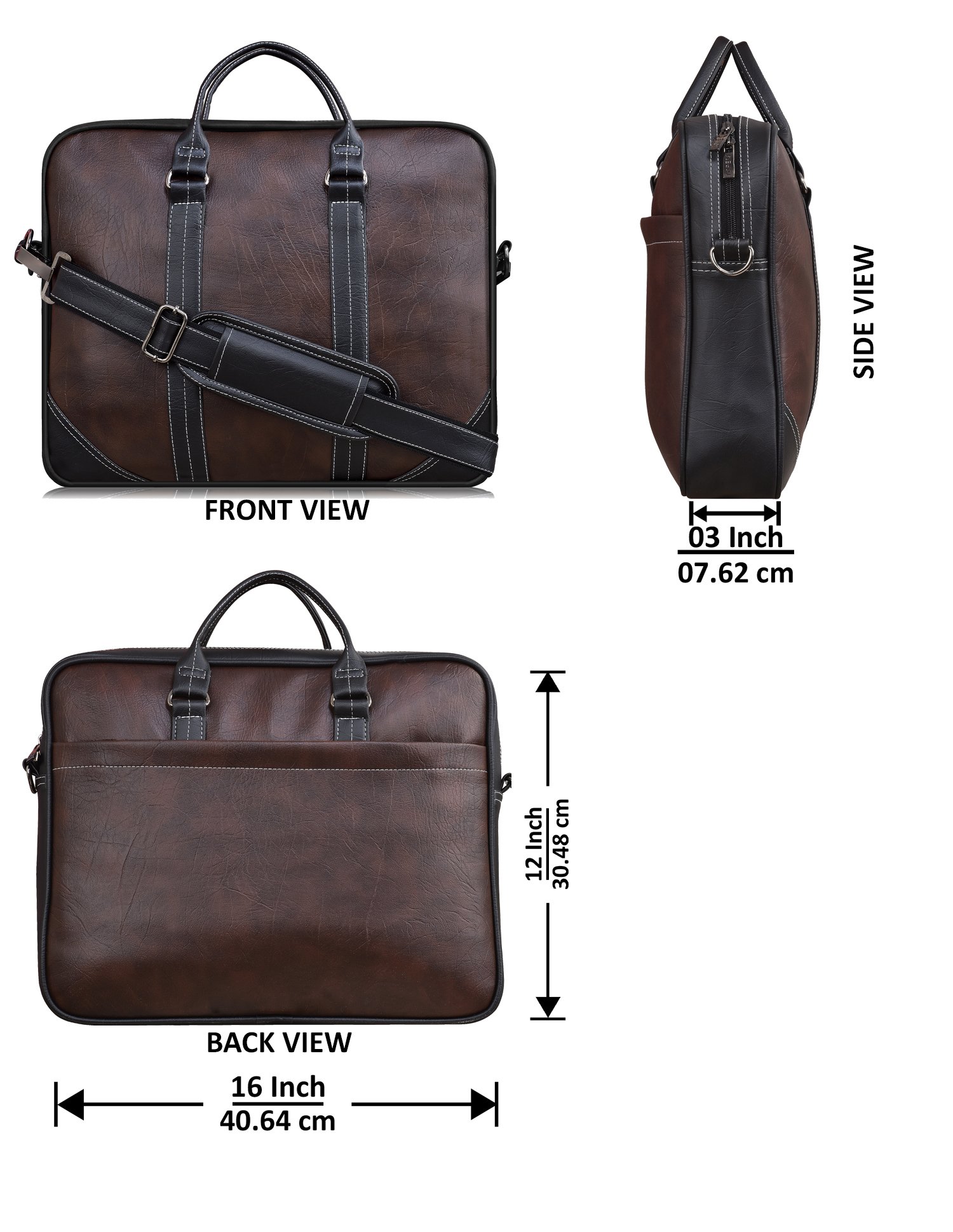 Brown & Black Color Faux Leather 10L Messenger Bag BG44