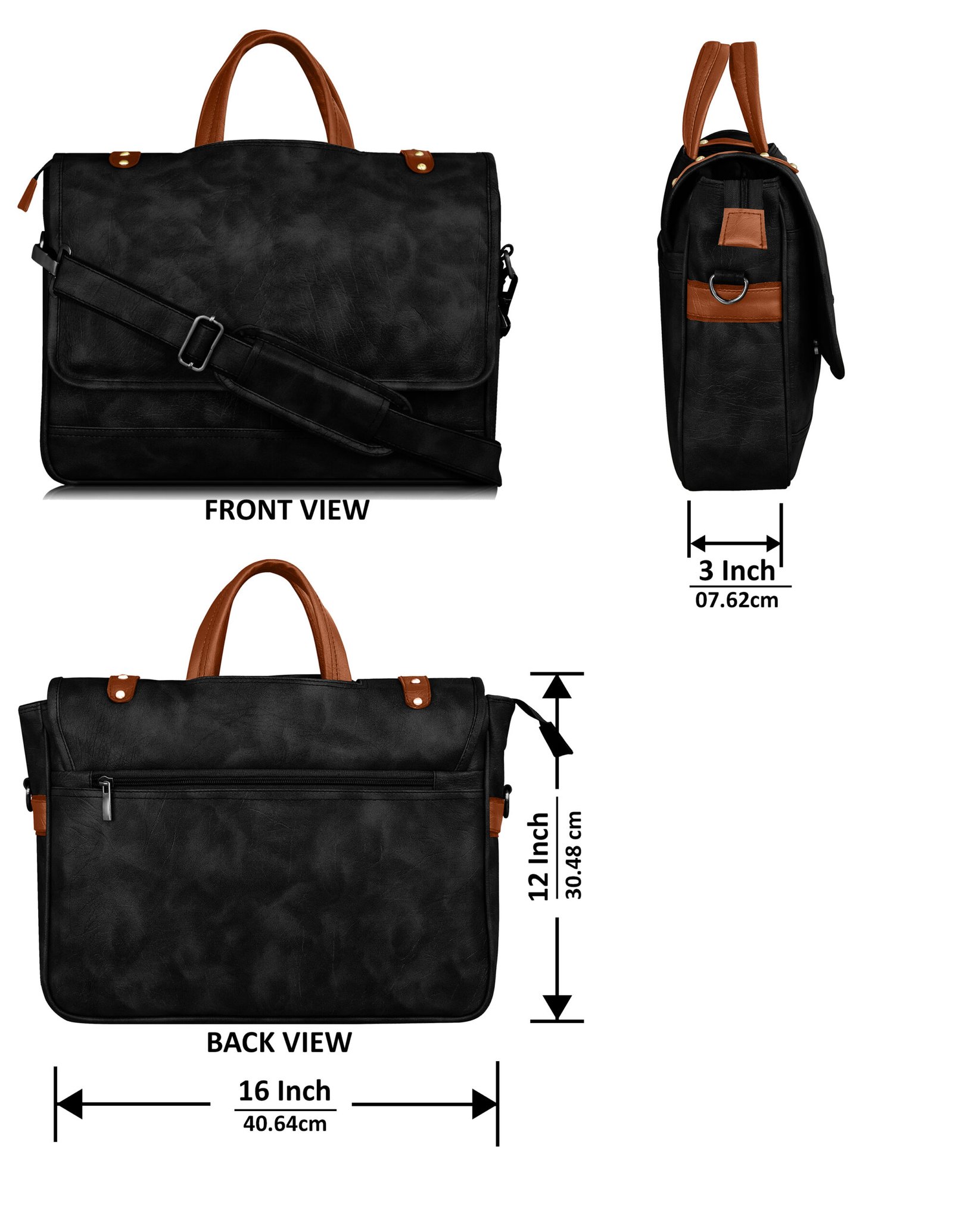 Black & Tan Color Faux Leather 10L Messenger Bag BG48