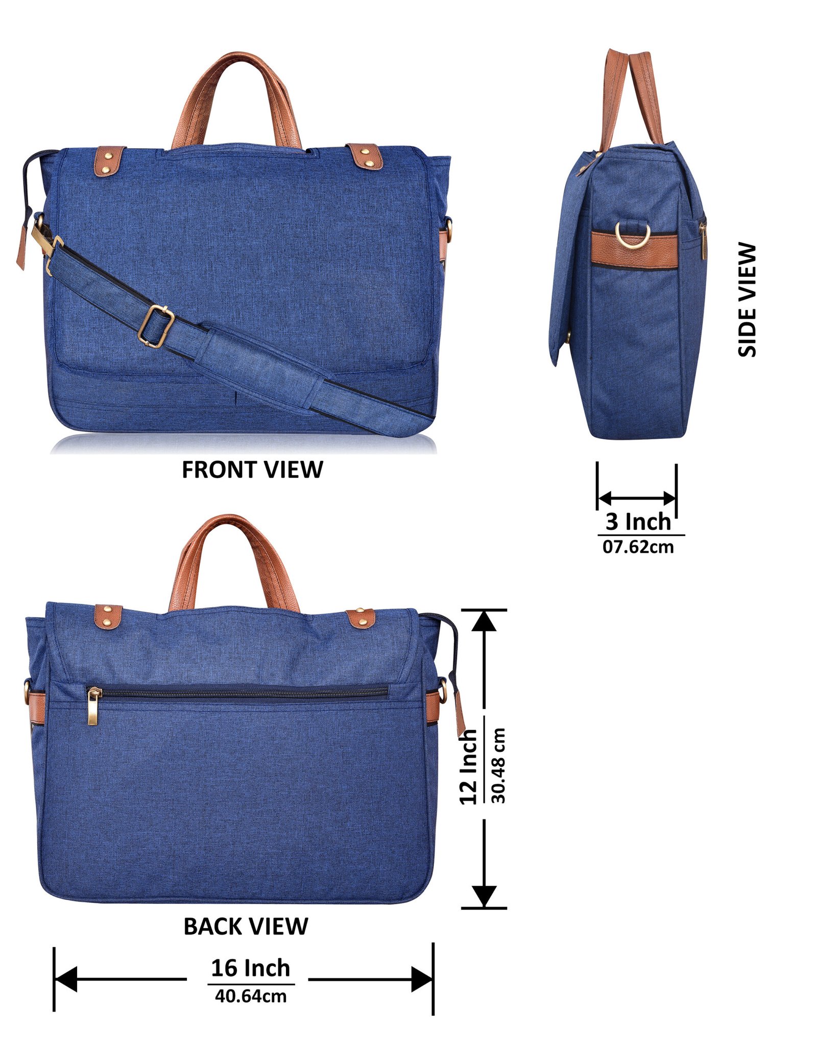 Blue & Tan Color Linen 10L Messenger Bag BG50