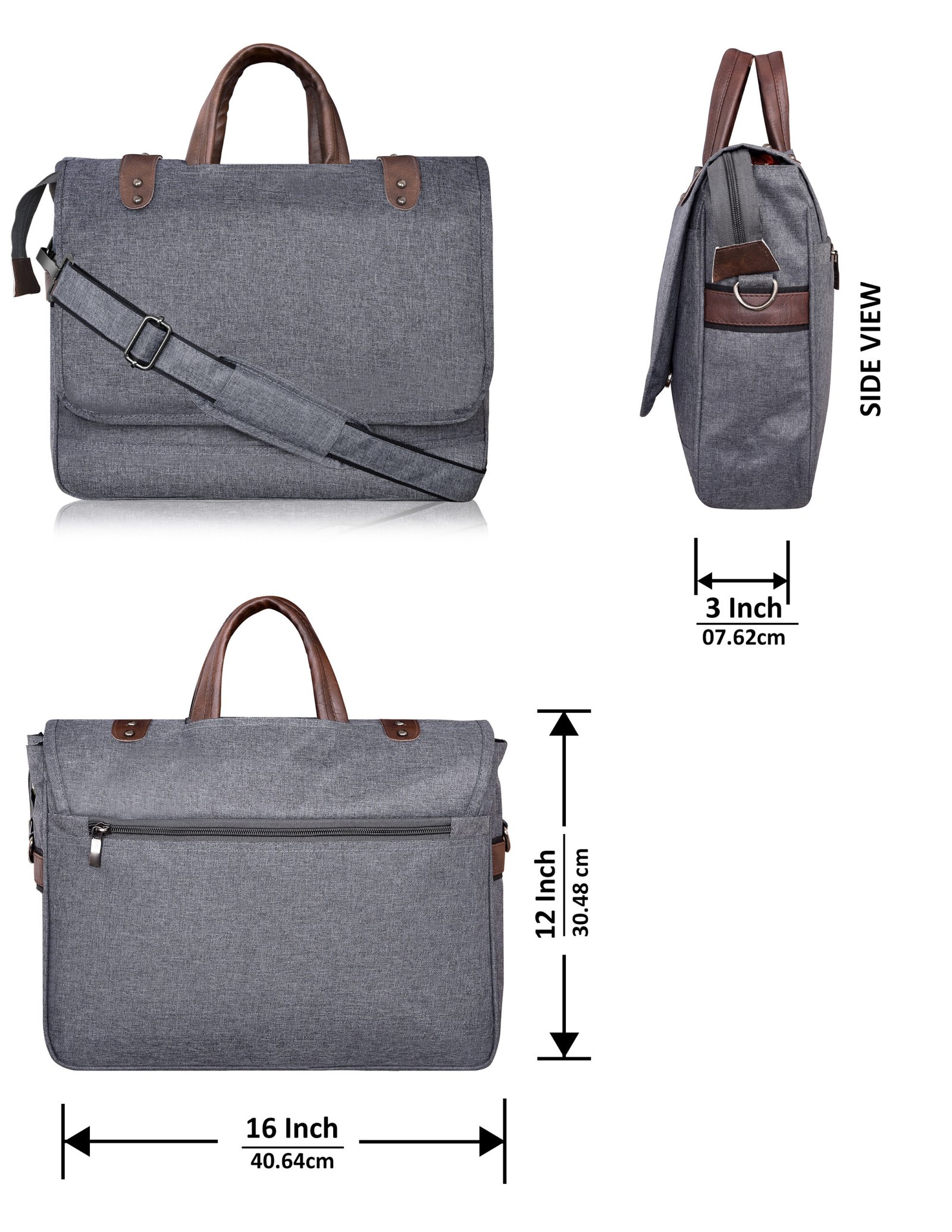 Grey & Brown Color Faux Leather 10L Messenger Bag BG51