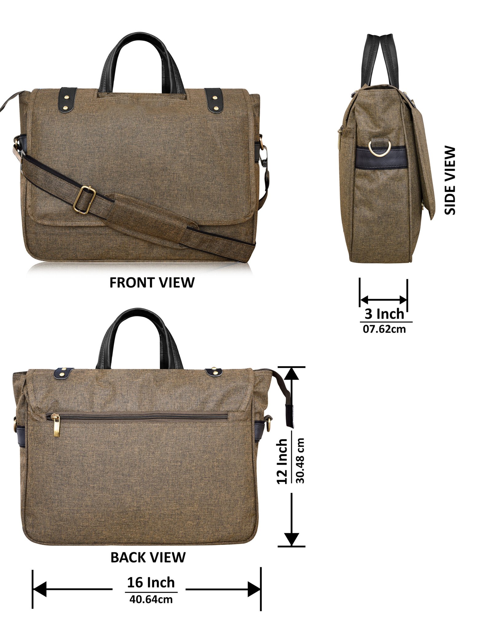 Khaki & Black Color Faux Leather 10L Messenger Bag BG52