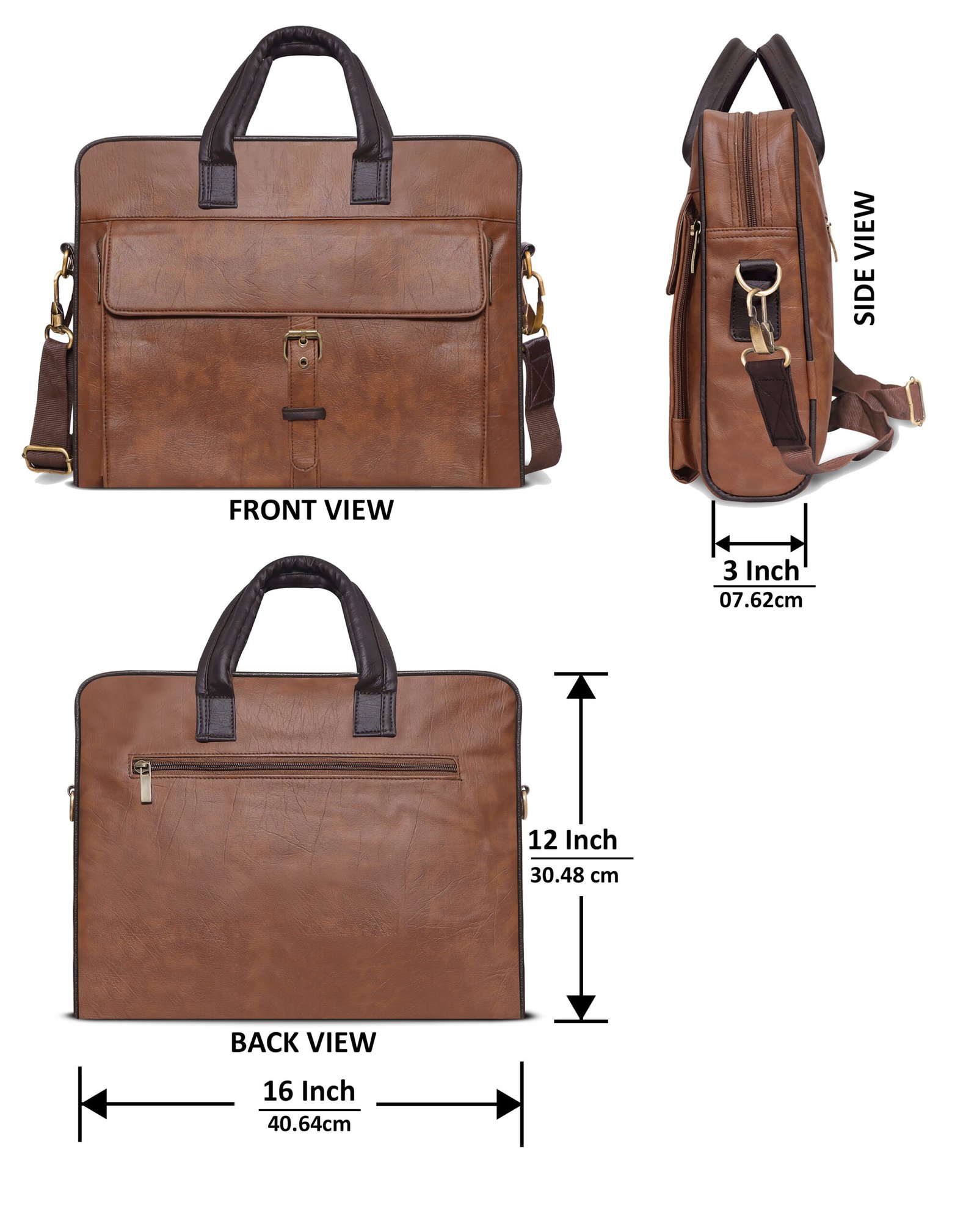 Tan Color Faux Leather 10L Messenger Bag BG53