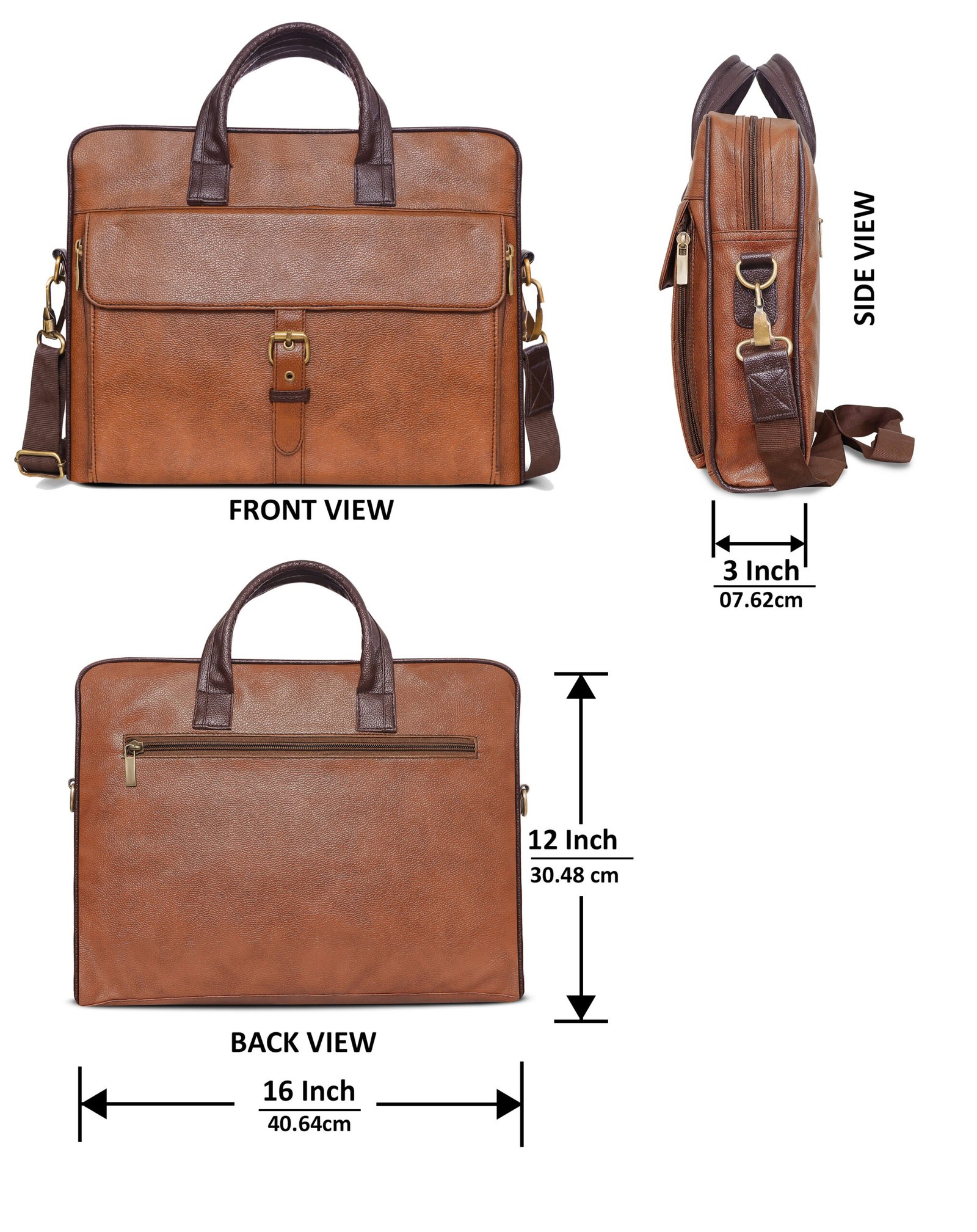 Tan Color Faux Leather 10L Messenger Bag BG54