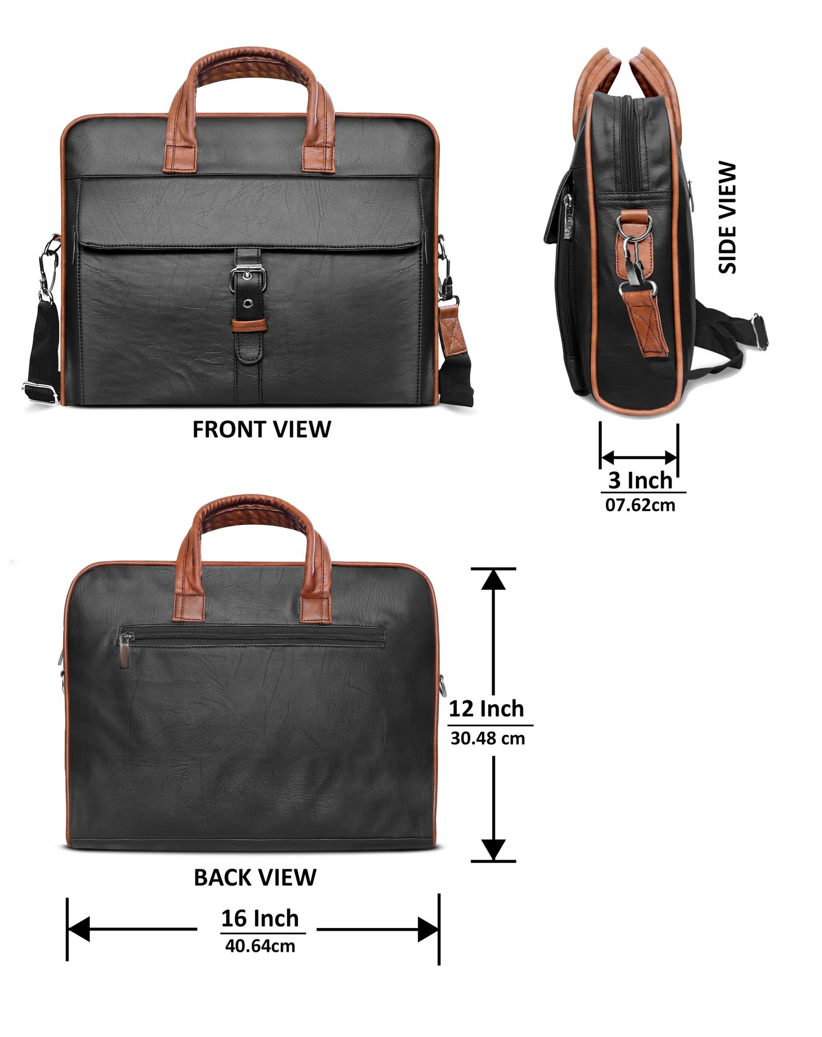 Black Color Faux Leather 10L Messenger Bag BG56