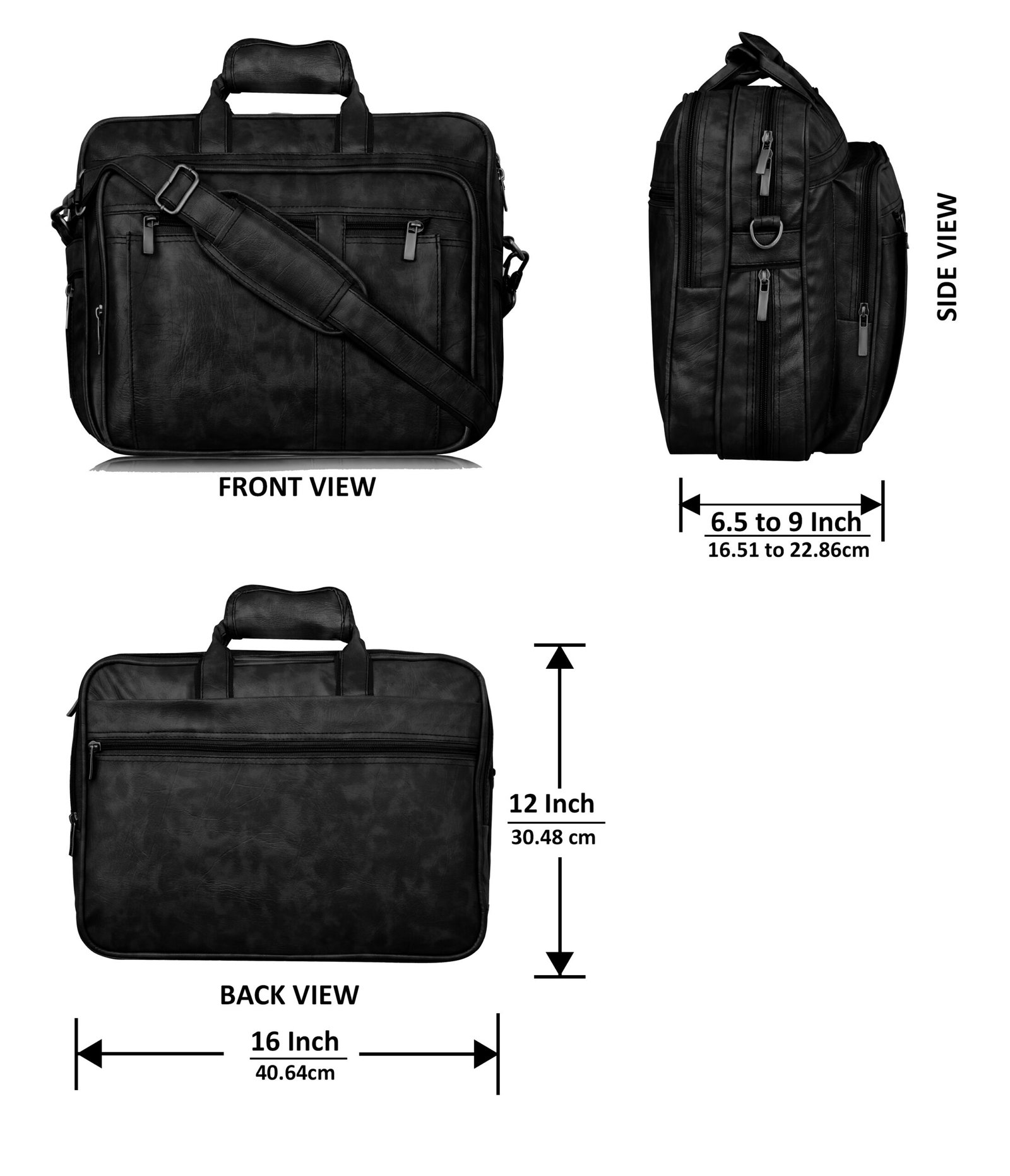 Black Color Faux Leather 28L Messenger Bag BG62