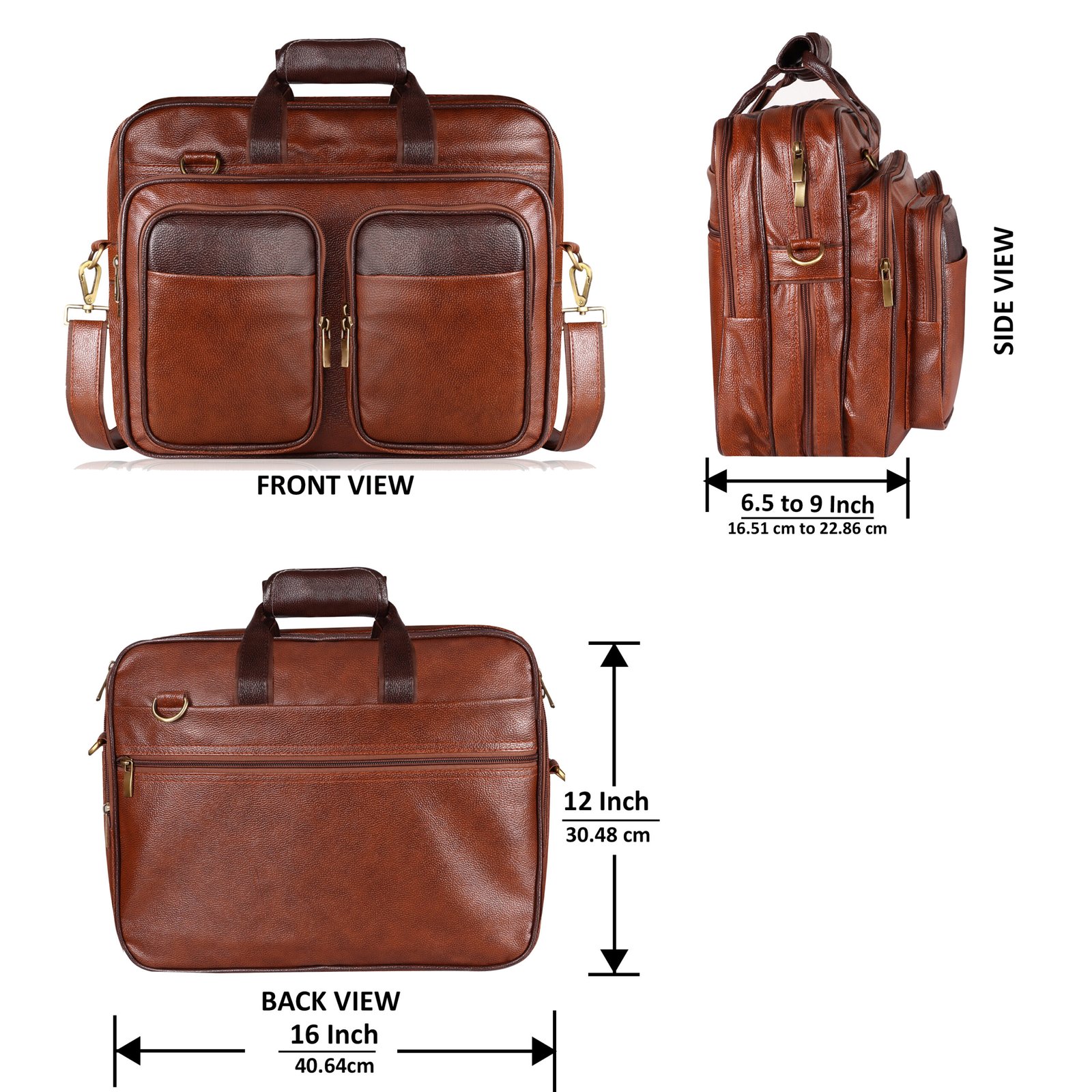 Tan & Brown Color Faux Leather 28L Messenger Bag BG94