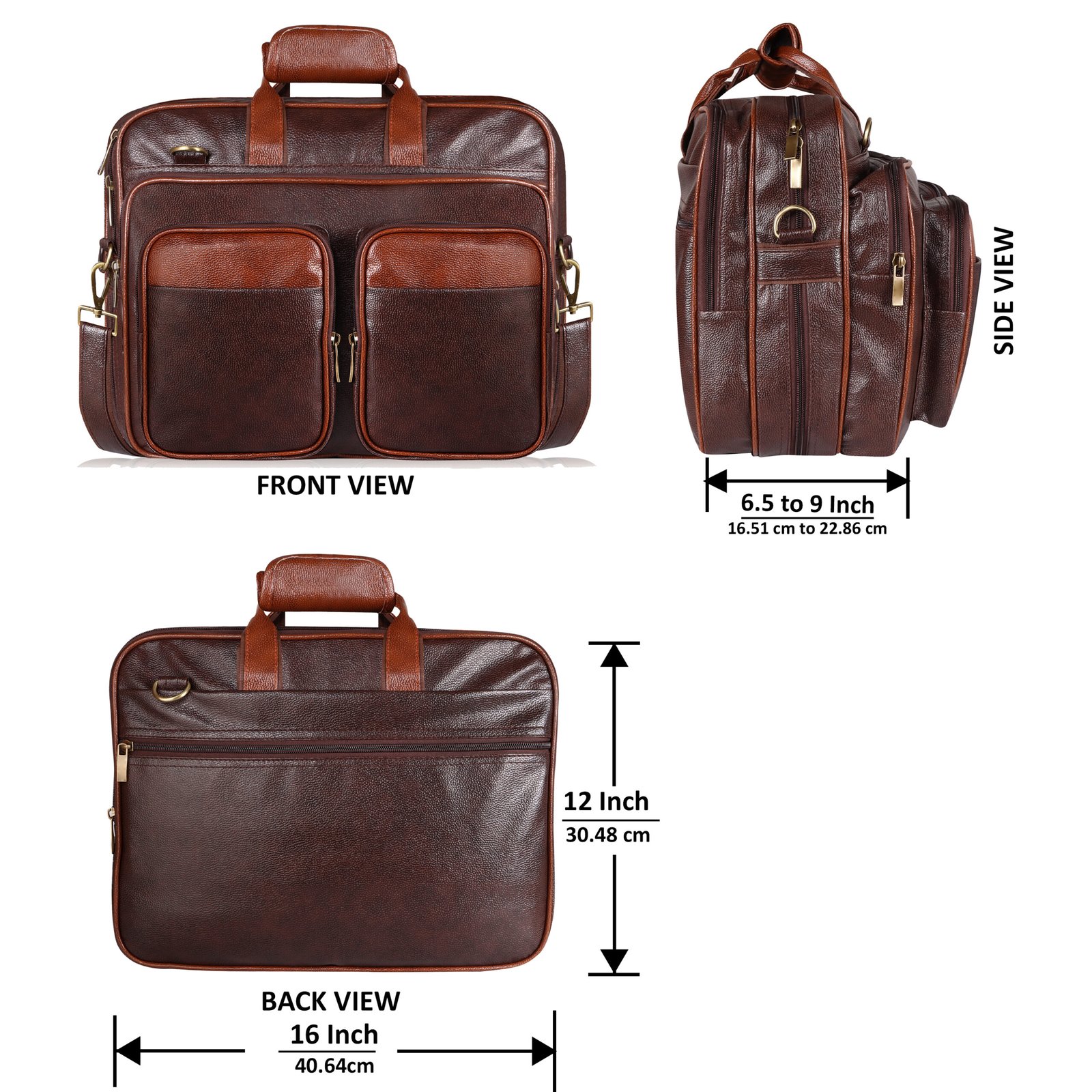 Chocolate & Tan Color Faux Leather 28L Messenger Bag BG95