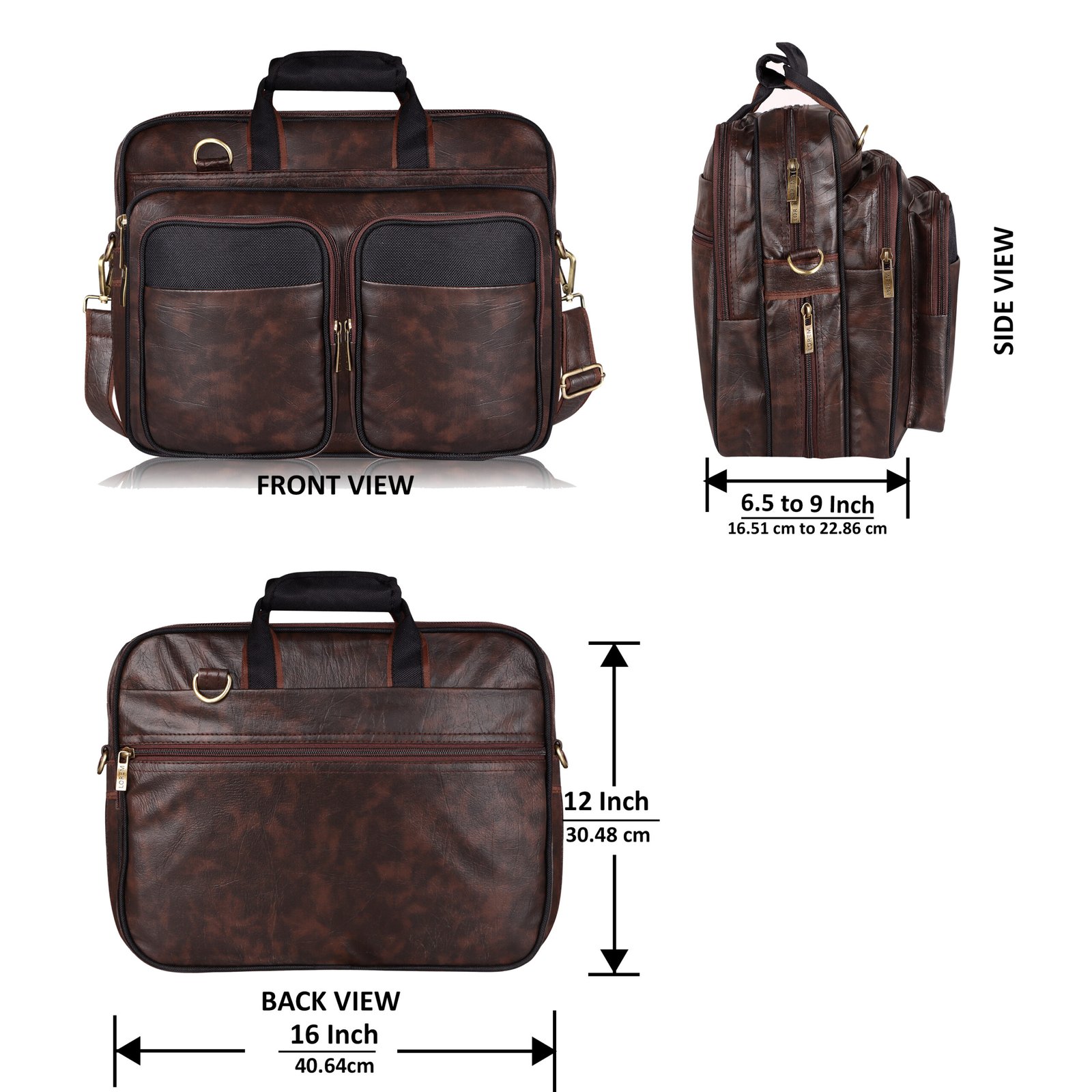 Brown & Black Color Faux Leather 28L Messenger Bag BG97