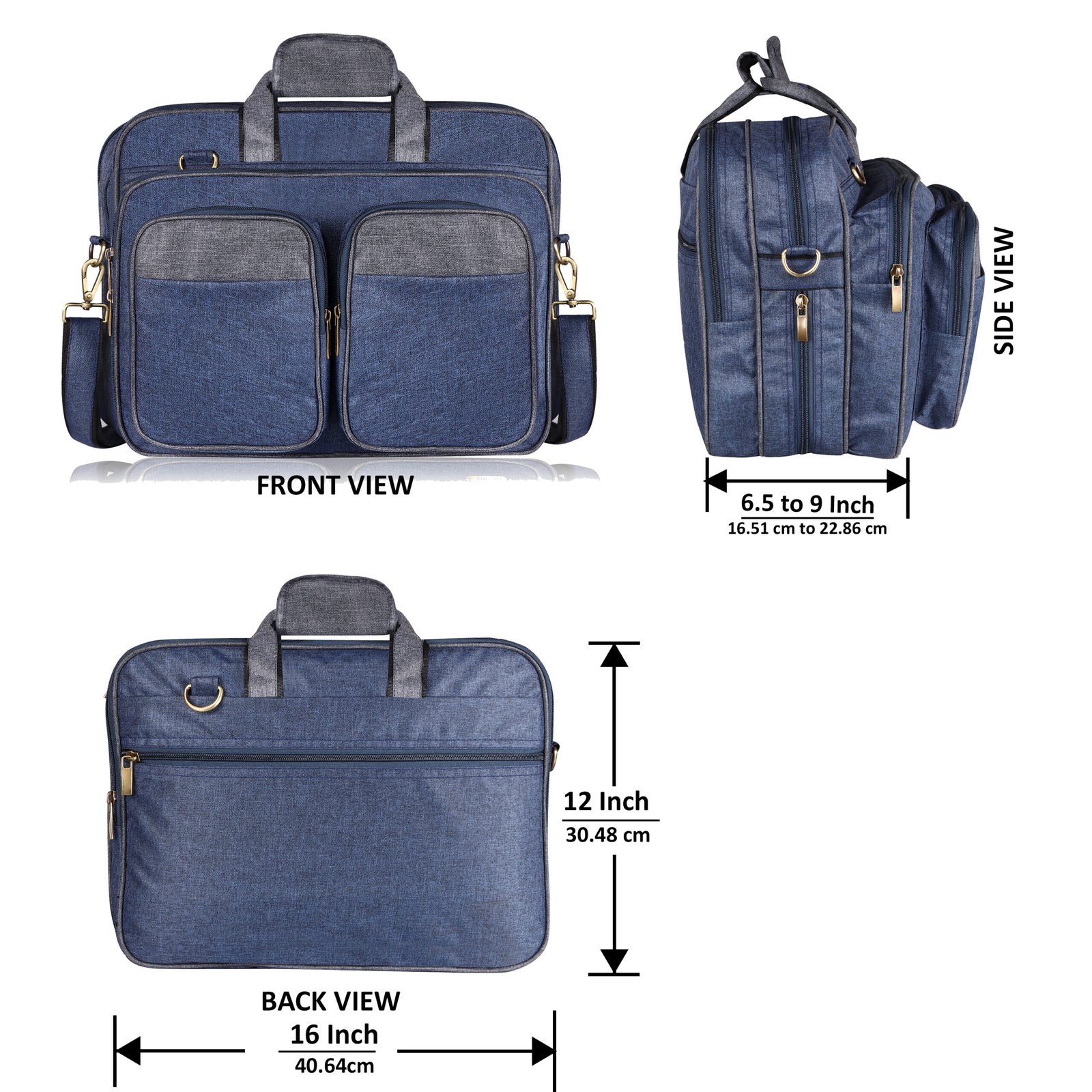 Blue & Grey Color Linen fabric 28L Messenger Bag BG99