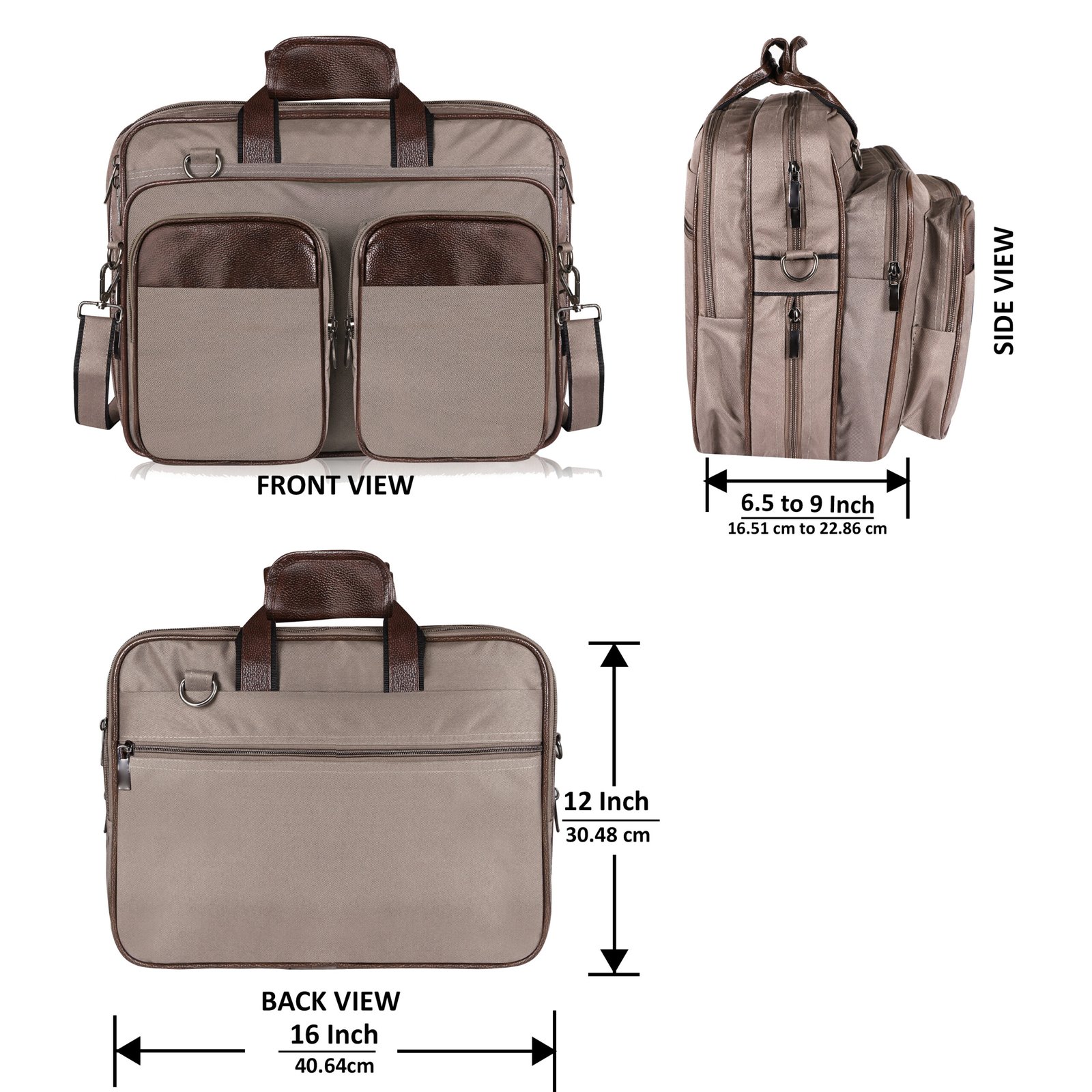 Grey & Brown Color PVC Coated Fabric 28L Messenger Bag BG101