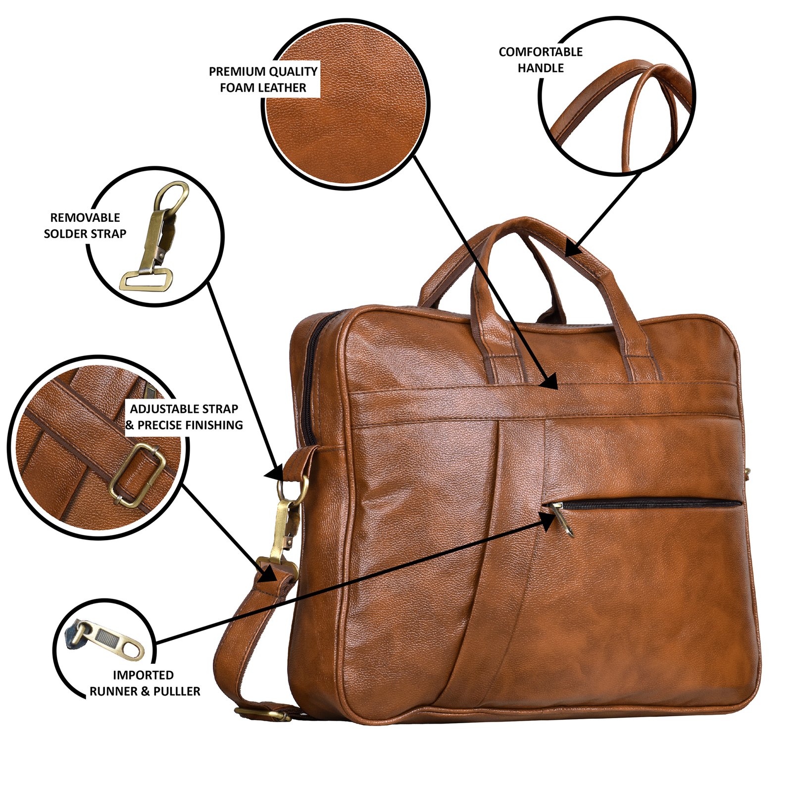 Glossy Tan Color Faux Leather 10L Messenger Bag BG04