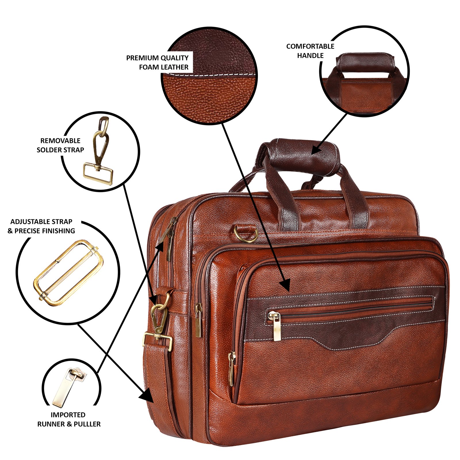 Tan & Brown Color Faux Leather 28L Messenger Bag BG103