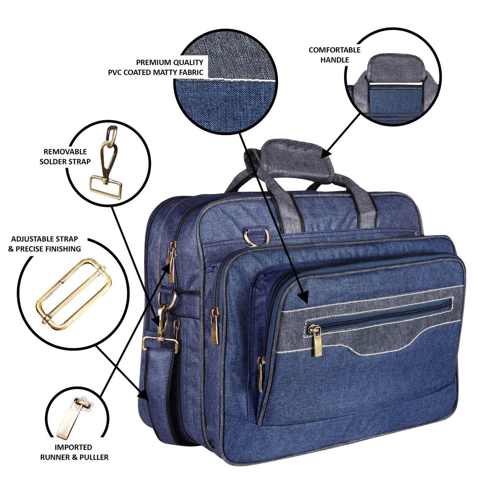 Blue & Grey Color Linen fabric 28L Messenger Bag BG108