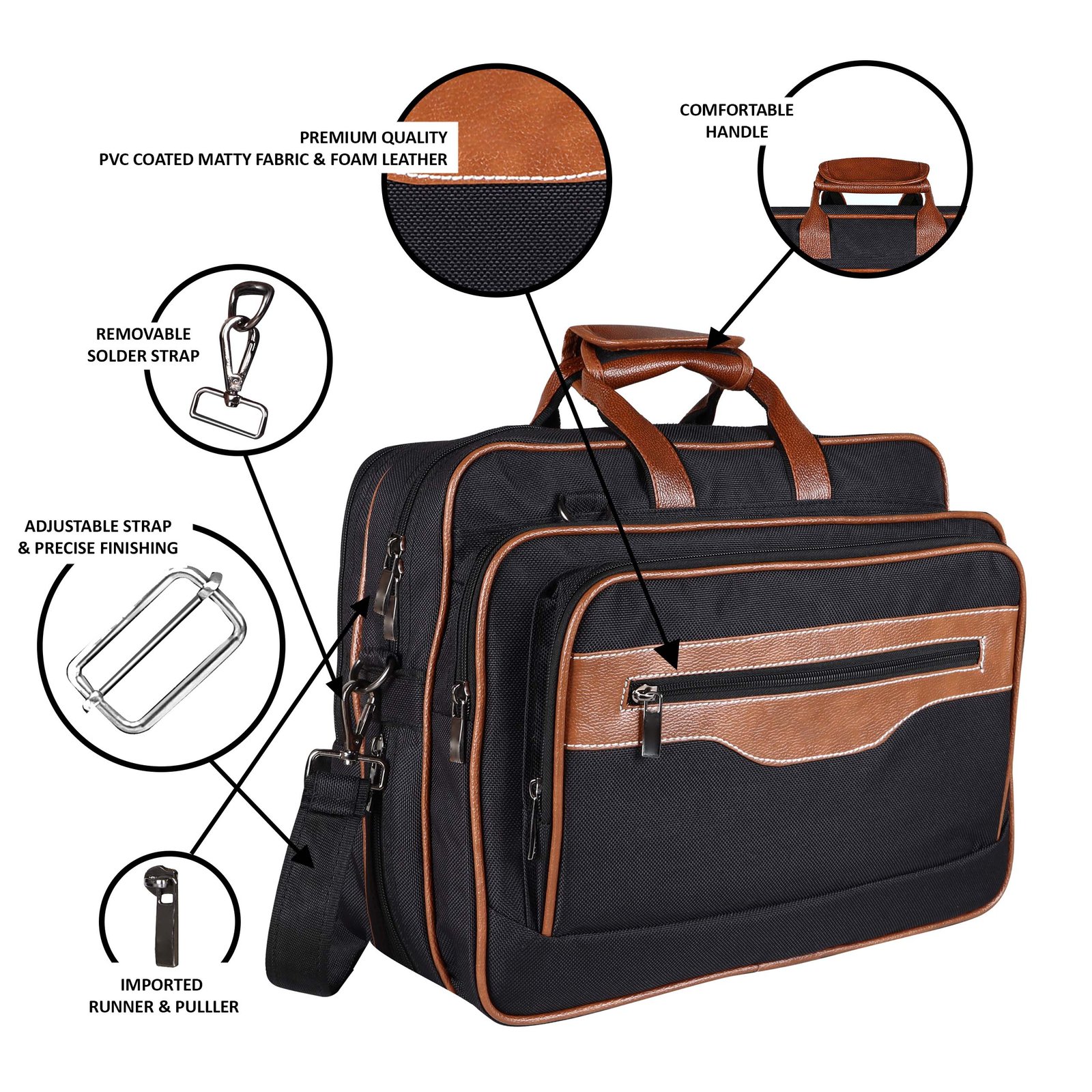 Black & Tan Color PVC Coated Fabric 28L Messenger Bag BG109