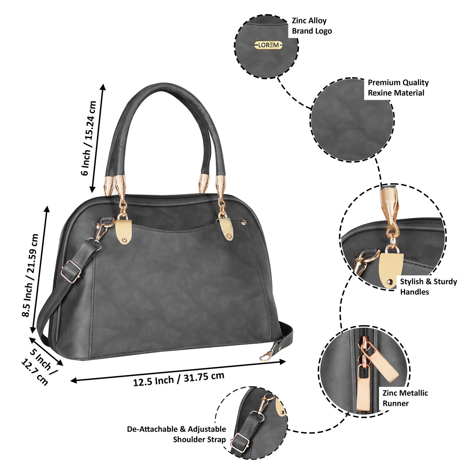 Grey Gorgeous Faux Leather Handbag HB04