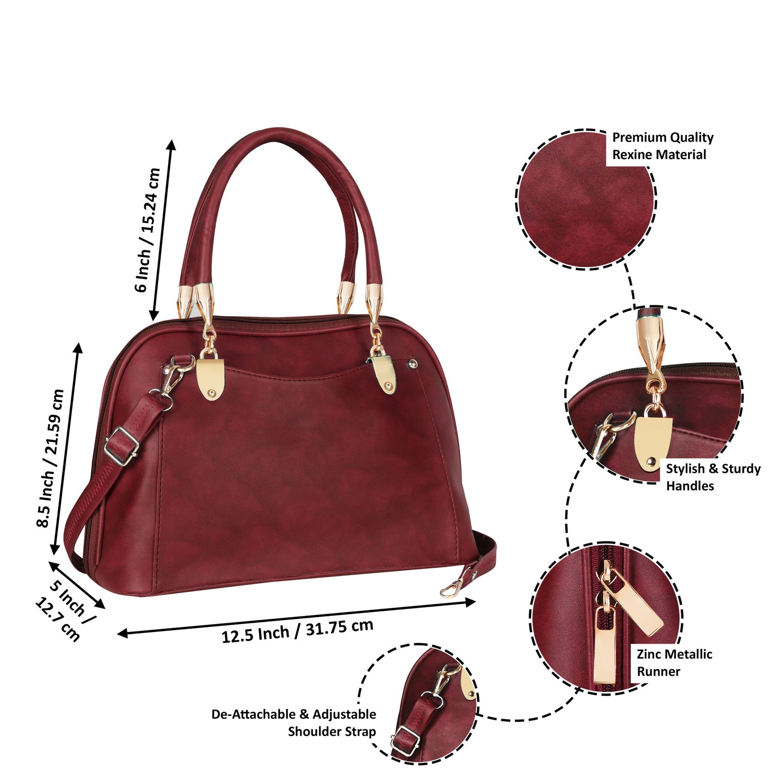Wine Gorgeous Faux Leather Handbag HB06