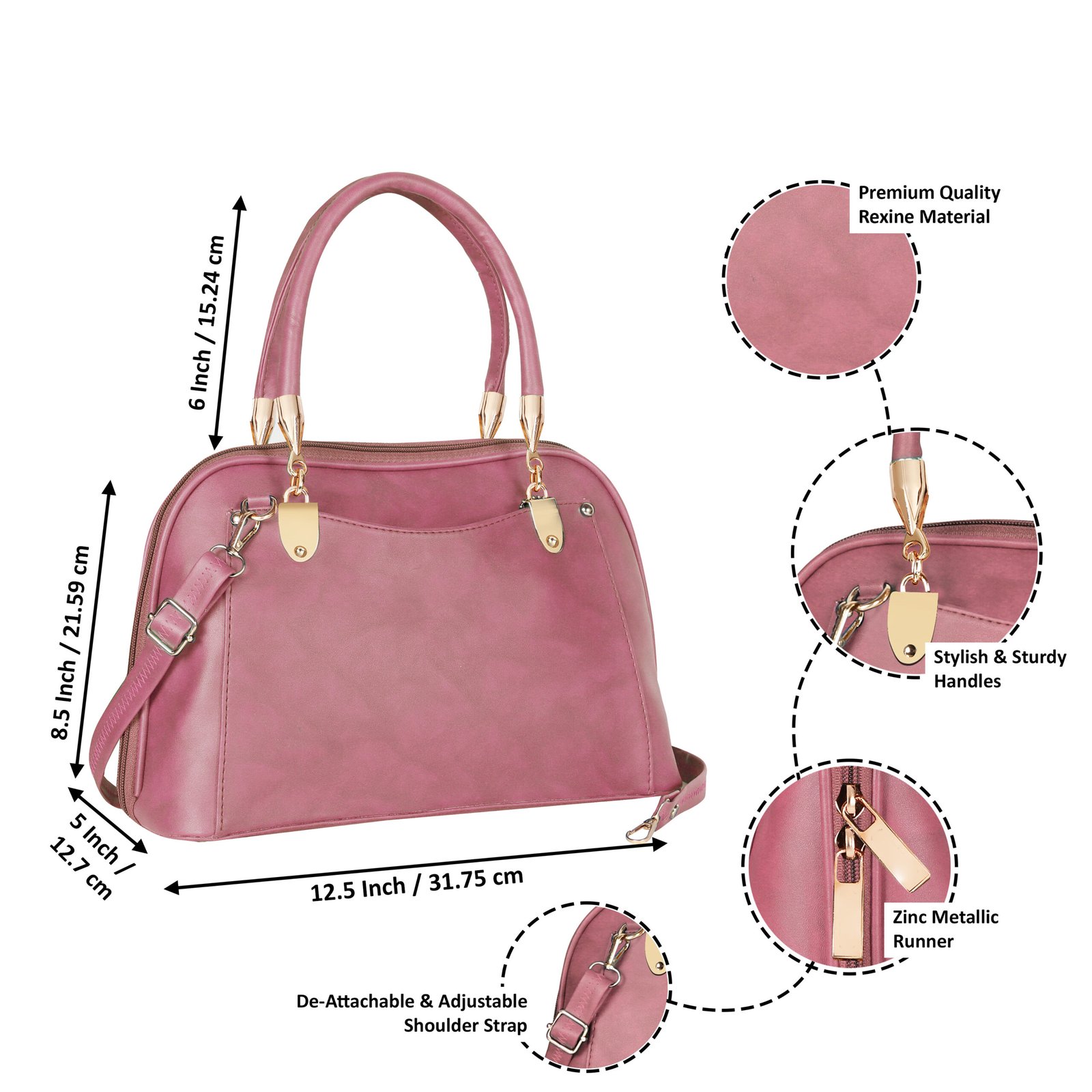 Pink Gorgeous Faux Leather Handbag HB08