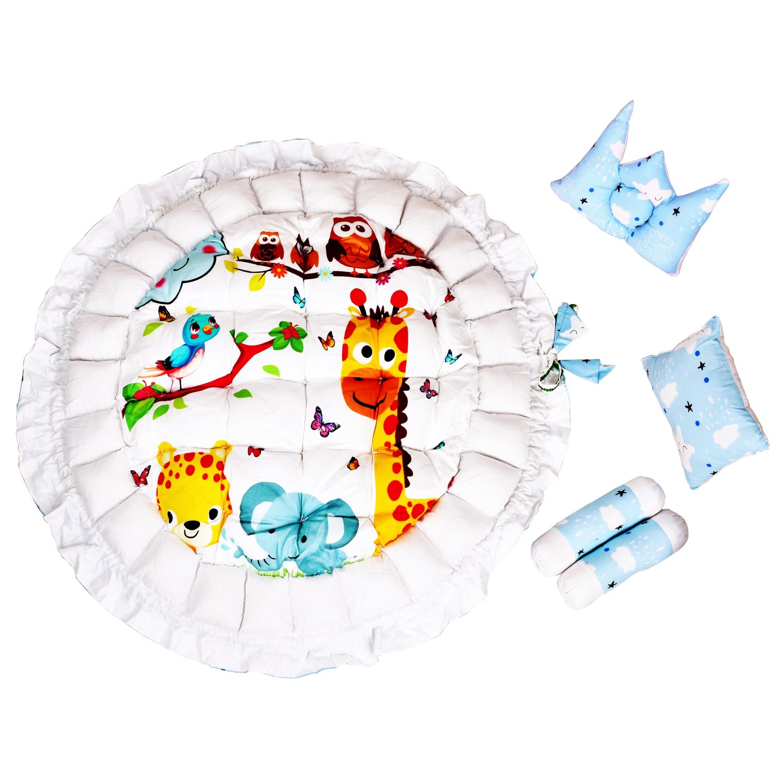 Multicolor 4 Pillows & Round shape Cotton Baby Bed BB09