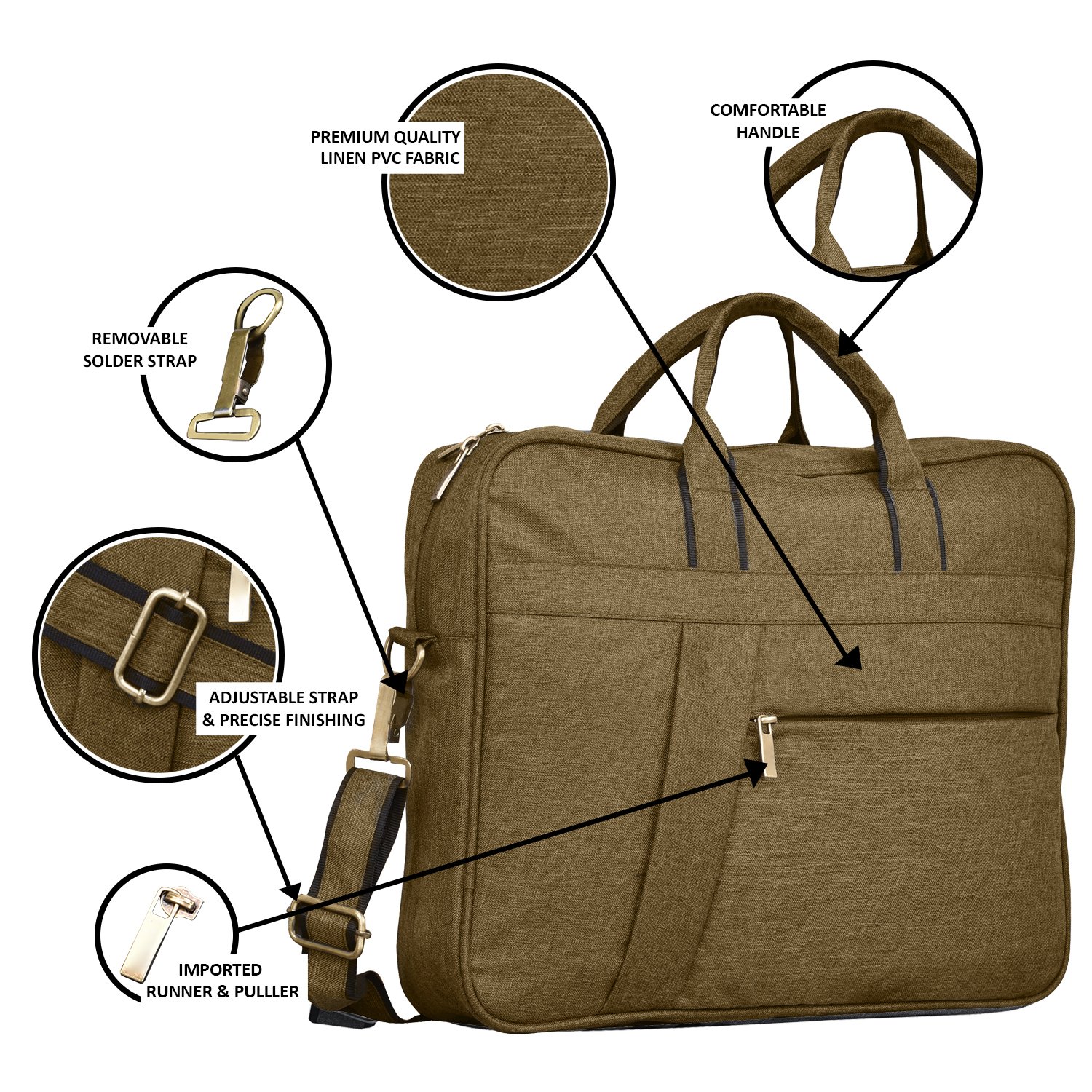 Khaki Color Linen 10L Messenger Bag BG21