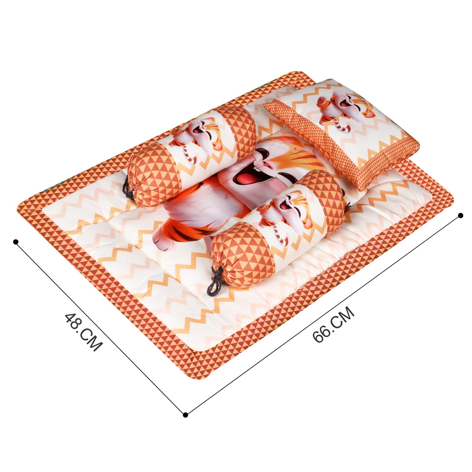 Grey 3 Pillows & Rectangle shape Cat Character Cotton Baby Bed BB111