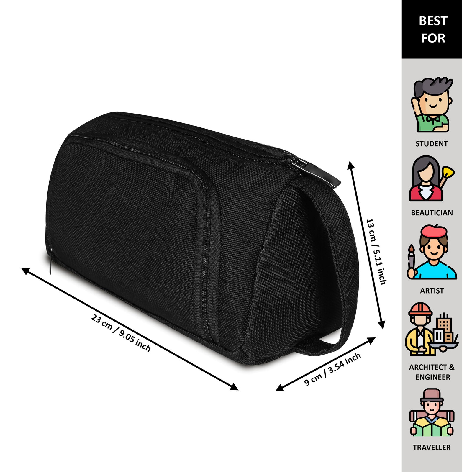 Black PVC Coated Matty Fabric Material Large Stationary Organizer OG11