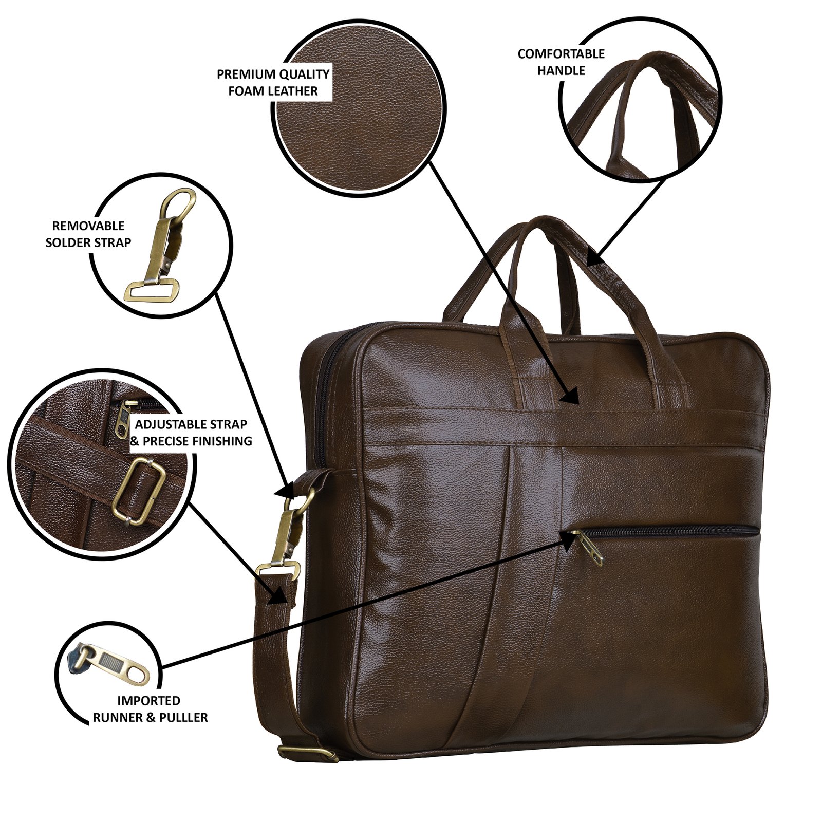 Chocolate Color Faux Leather 10L Messenger Bag BG05