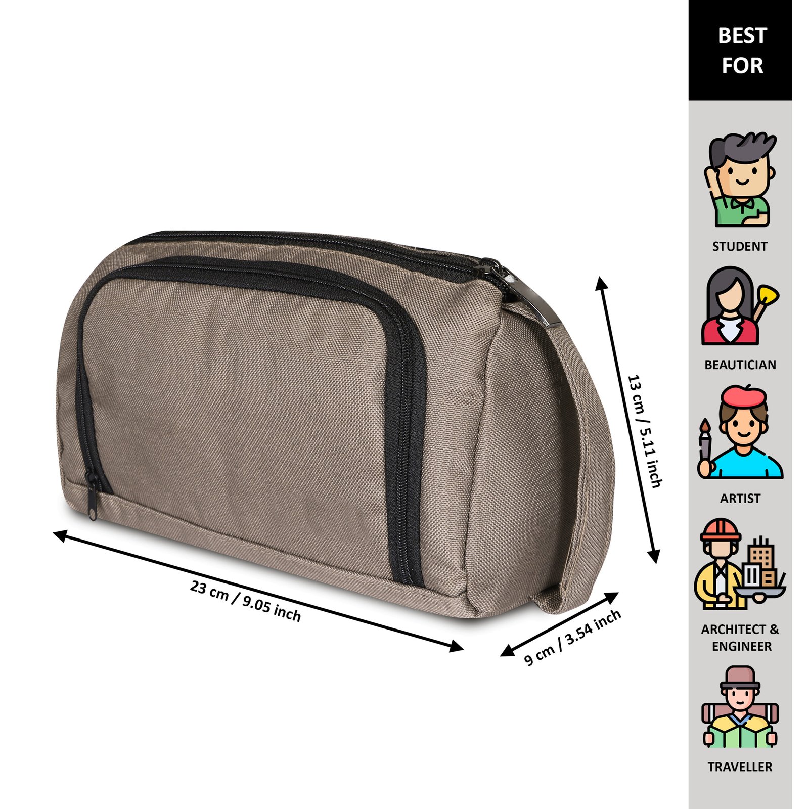 Grey & Black PVC Coated Matty Fabric Material Large Stationary Organizer OG12