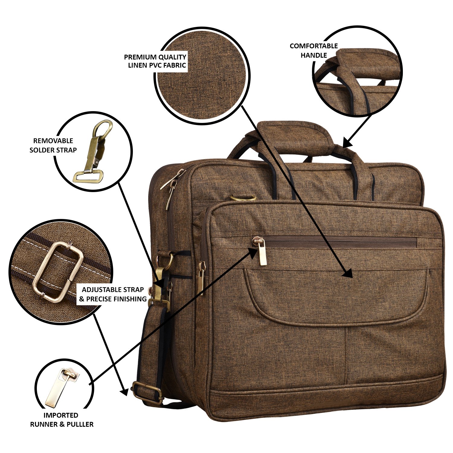 Khaki Color Linen 28L Messenger Bag BG26